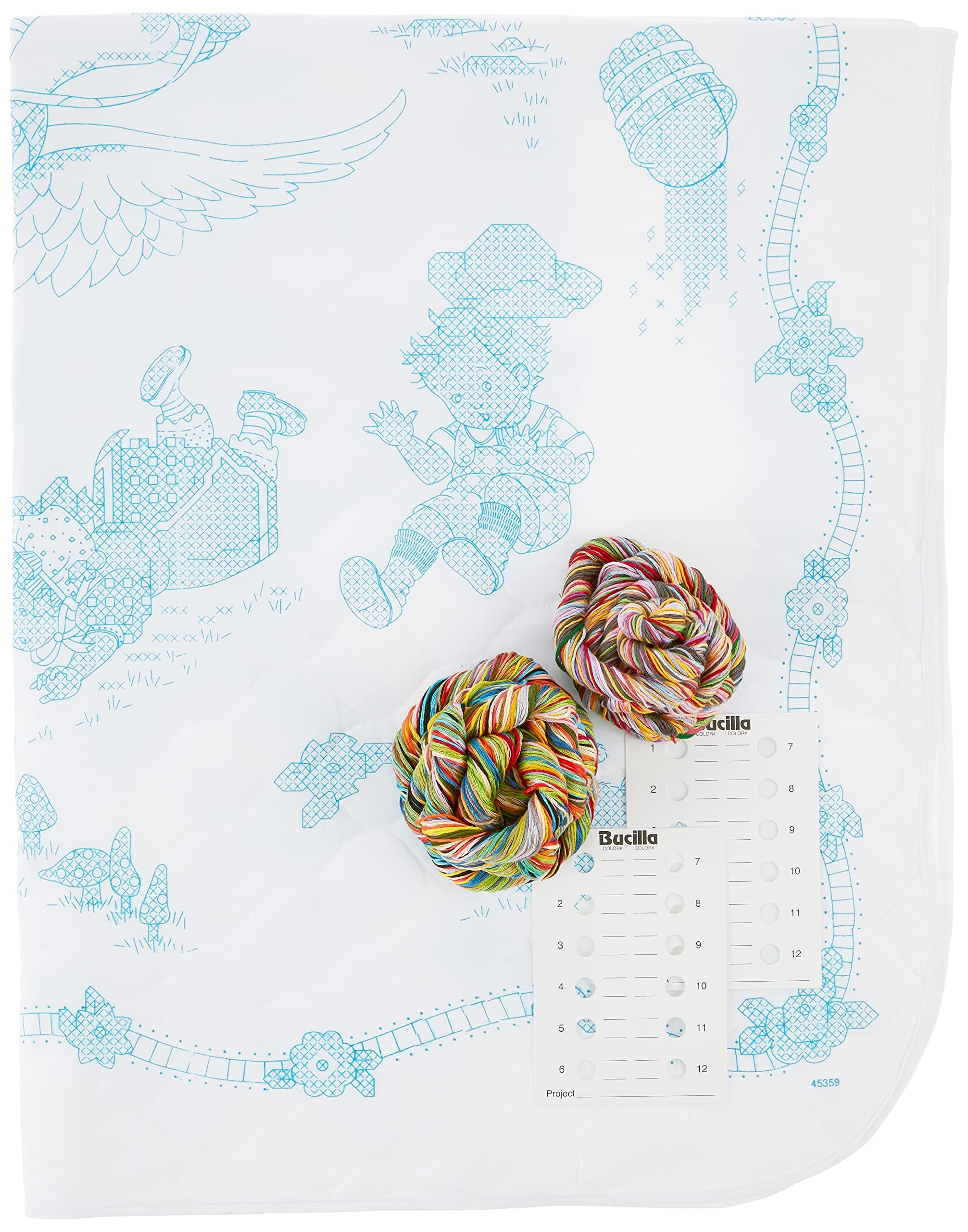 Bucilla Stamped Cross Stitch Crib Cover Kit, 34 by 43-Inch, 45359 Mary Engelbreit Mother Goose, 34 by 43 rectangle