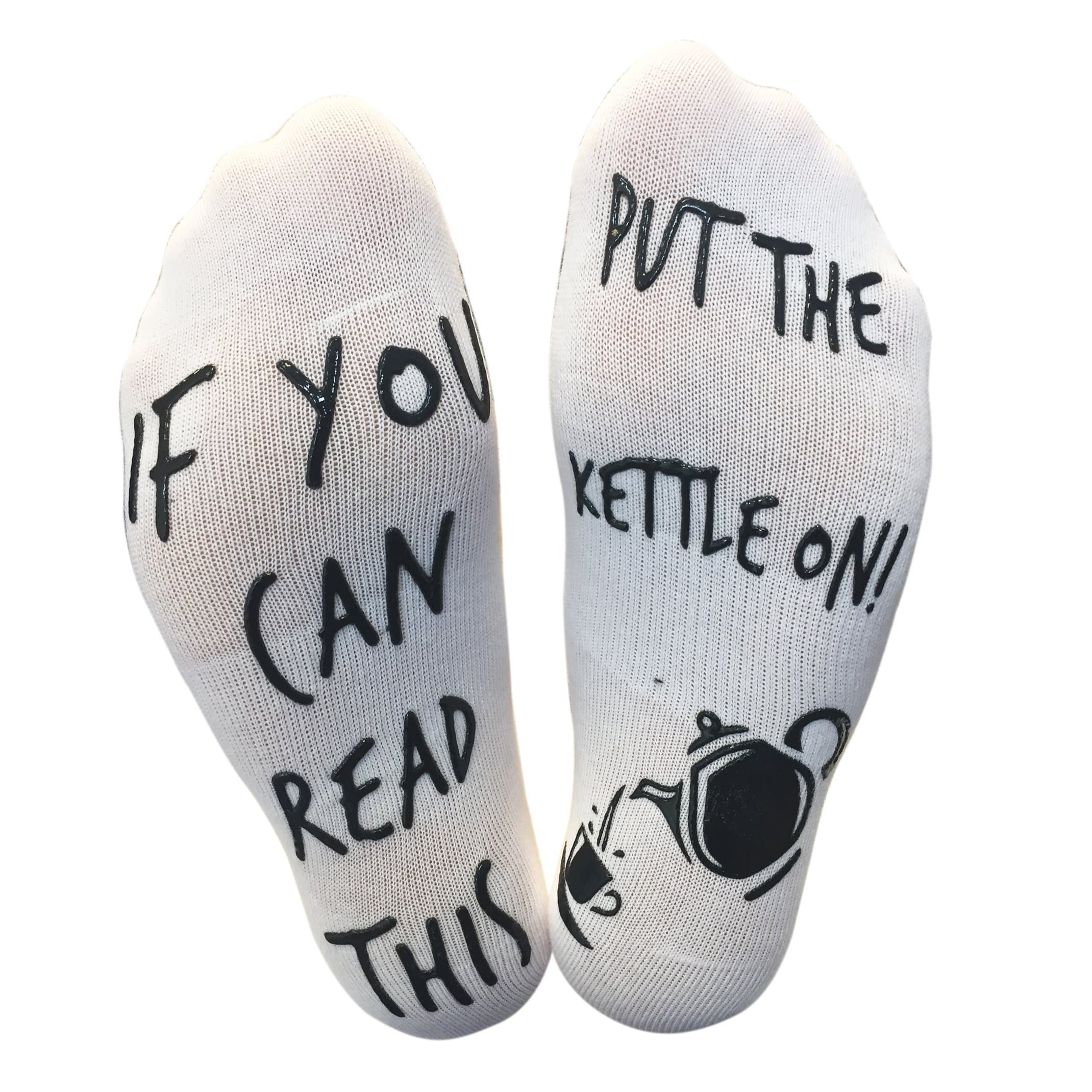 'If You Can Read This, Put The Kettle On!' Funny Socks For Those People That Love Tea Or Coffee