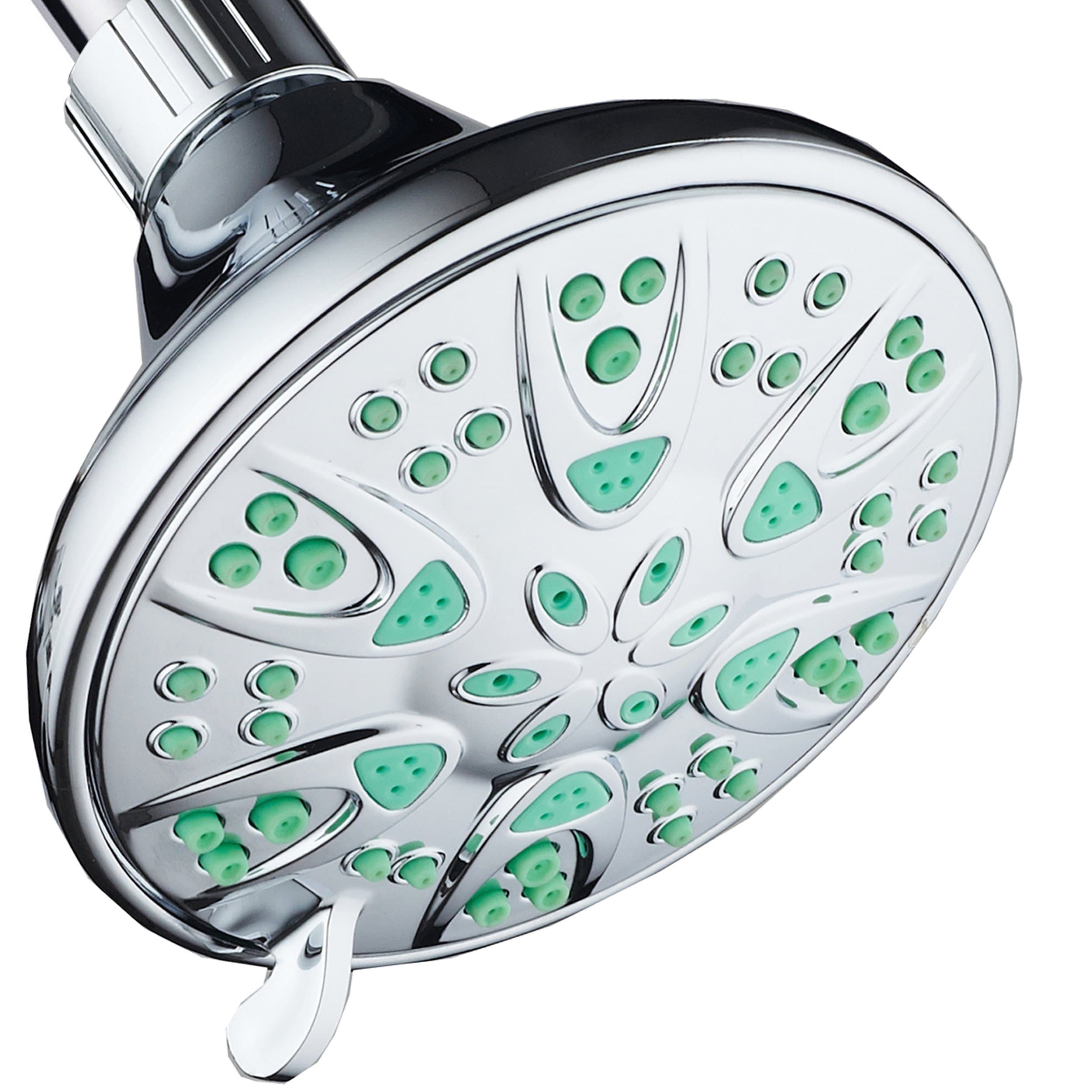 AquaDance Antimicrobial – Anti-Clog High-Pressure 6-Setting Shower Head with Microban Nozzle Protection from Growth of Mold, Mildew & Bacteria for Stronger Shower! 4" Coral Green