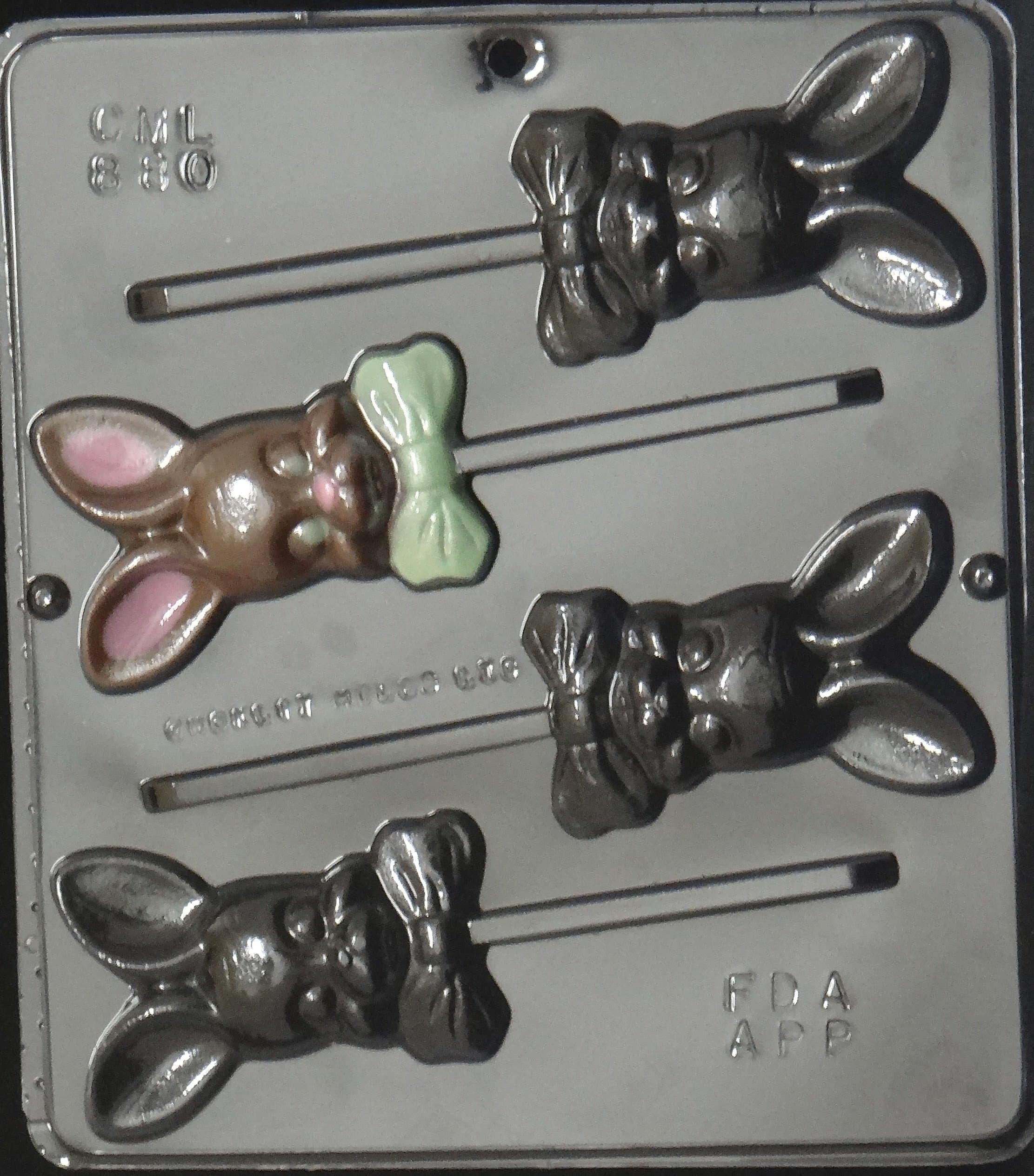 Easter Bunny with Bow Lollipop Chocolate Candy Mold Easter 880
