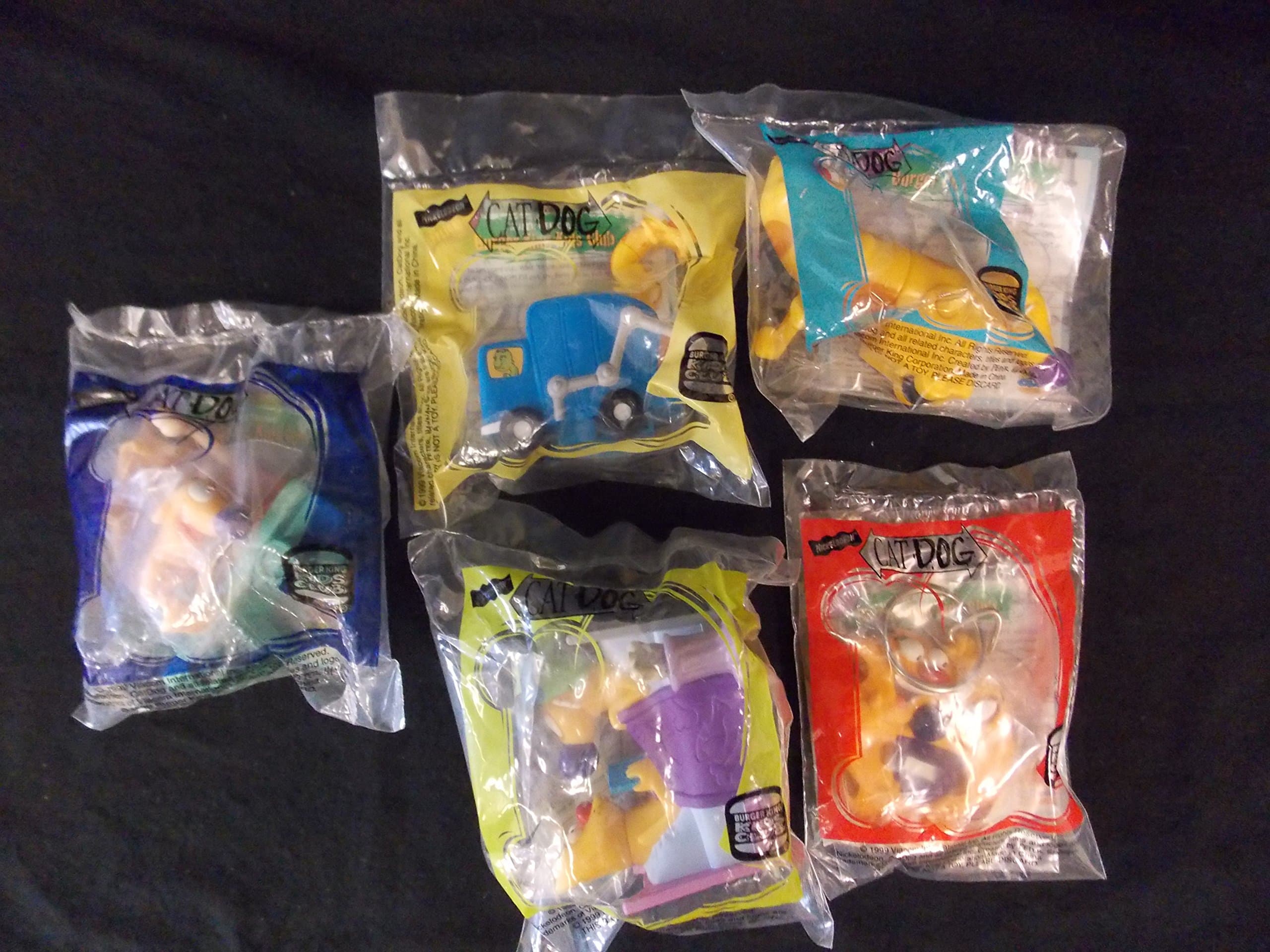 Burger KingKids Club Complete Set of 5 Cat Dog 1999. NIB