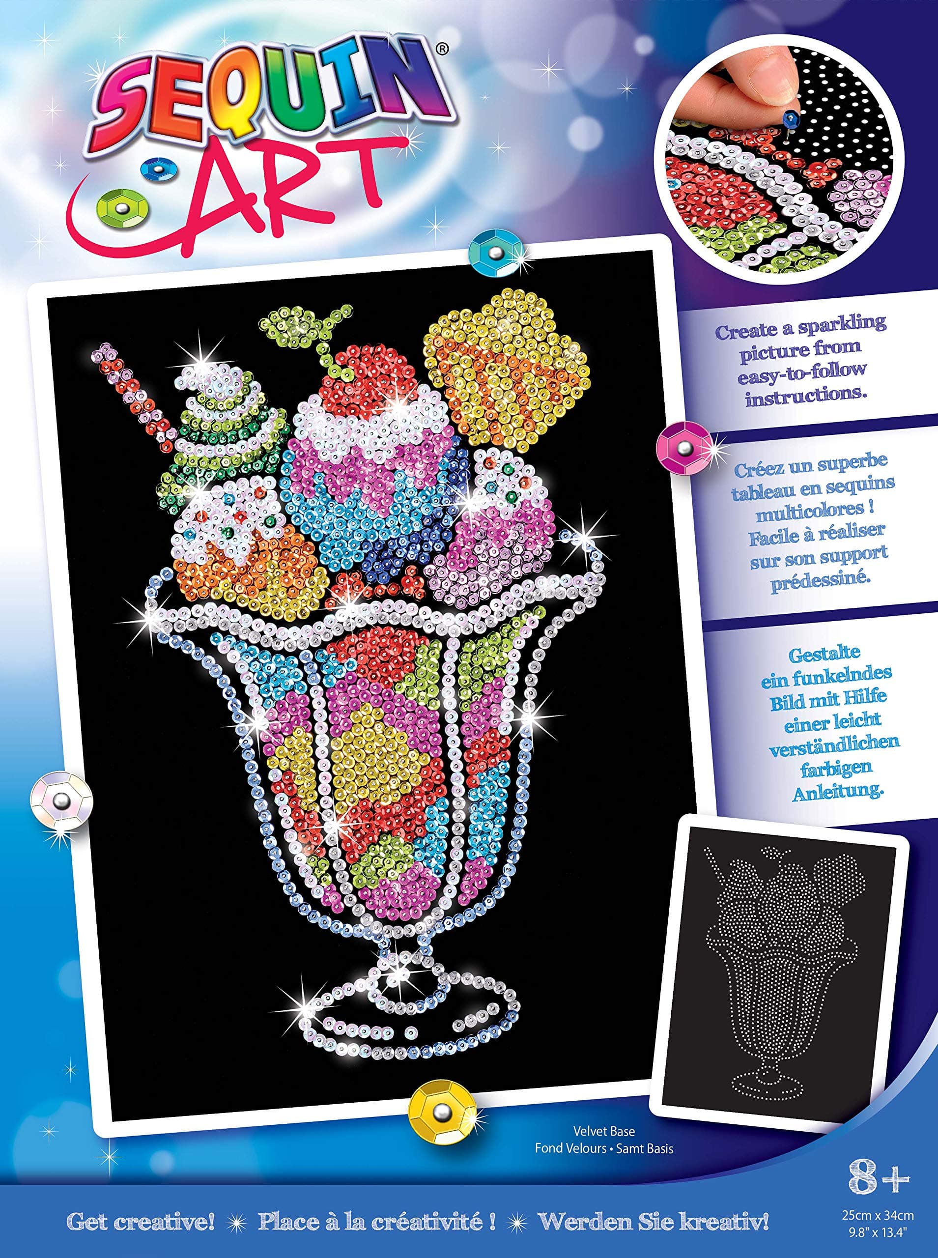 Sequin Art Blue, Ice Cream Sundae, Sparkling Arts and Crafts Picture Kit, Creative Crafts