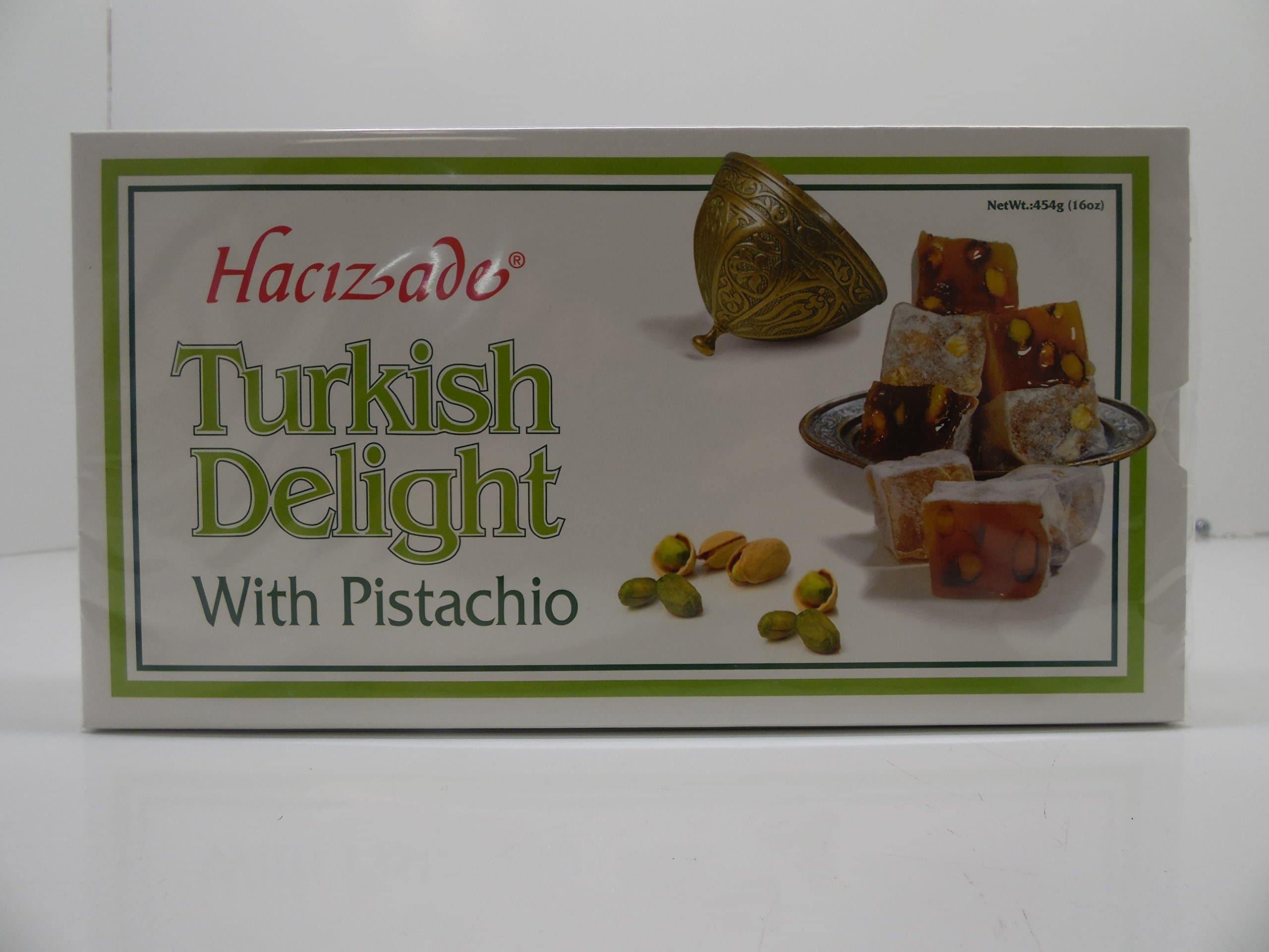 Hacizade Turkish Delight w Pistachio 16 oz,Fistikli Lokum