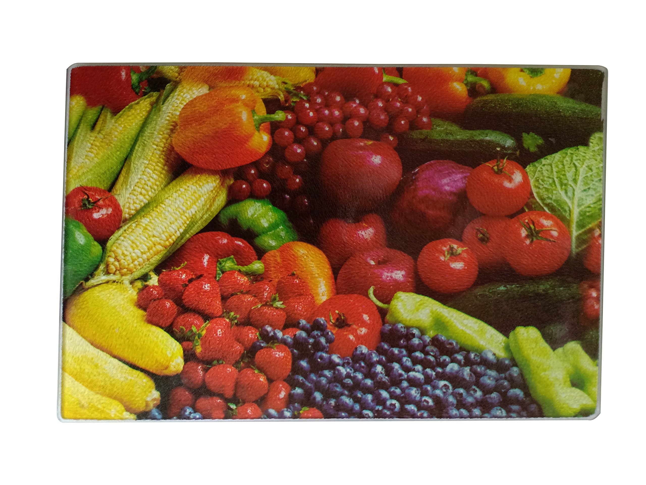 Feliz Small Glass Vegetable Chopping Board for Cutting Fruits and Vegetables Size 30 cm x 20 cm Attractive Design