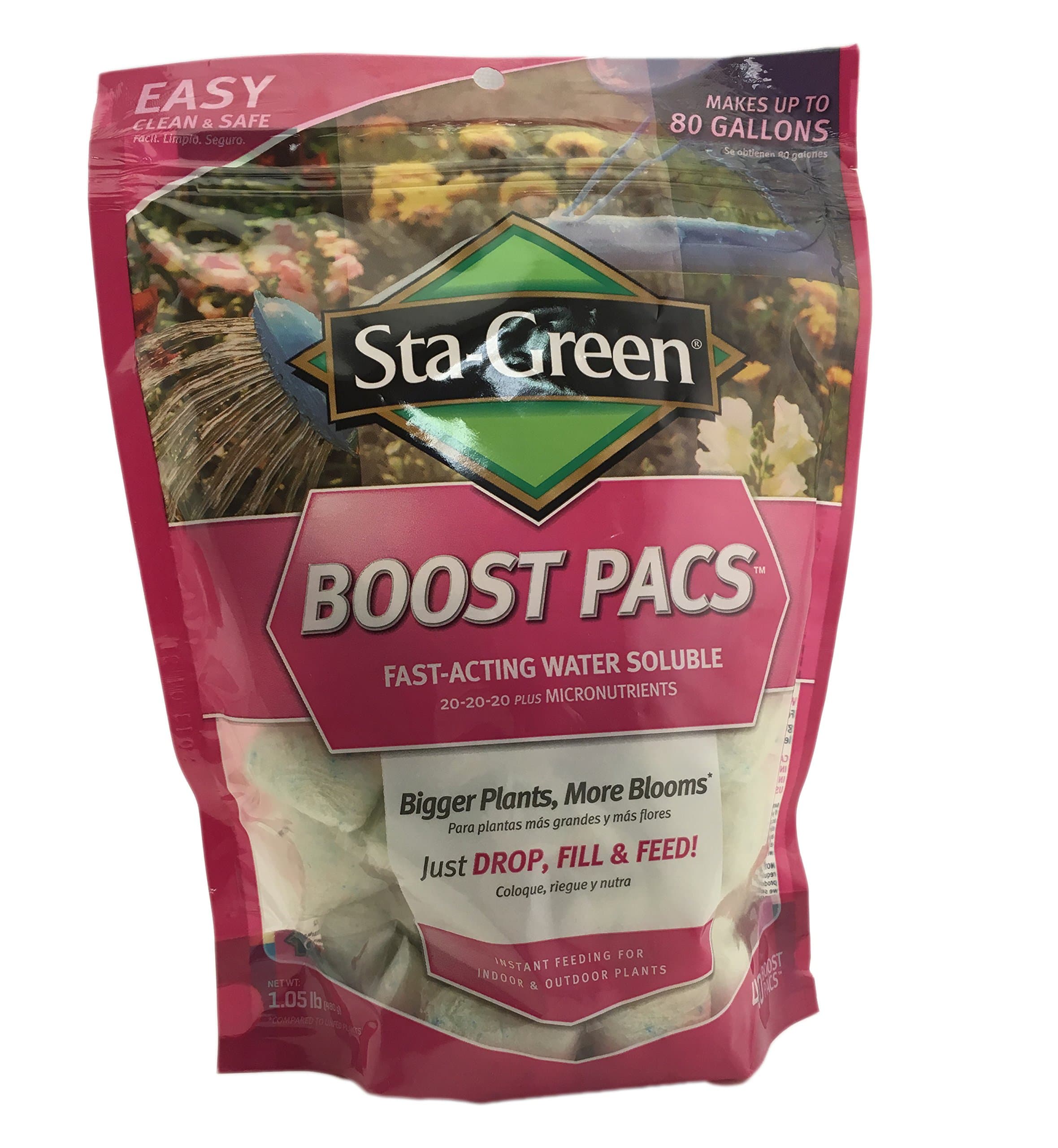 Infinity Sta-Green Fast-Acting Water Soluble Boost Pacs For Bigger Plants and More Blooms (1.05 Pound Bag of 40 Boost Pacs)