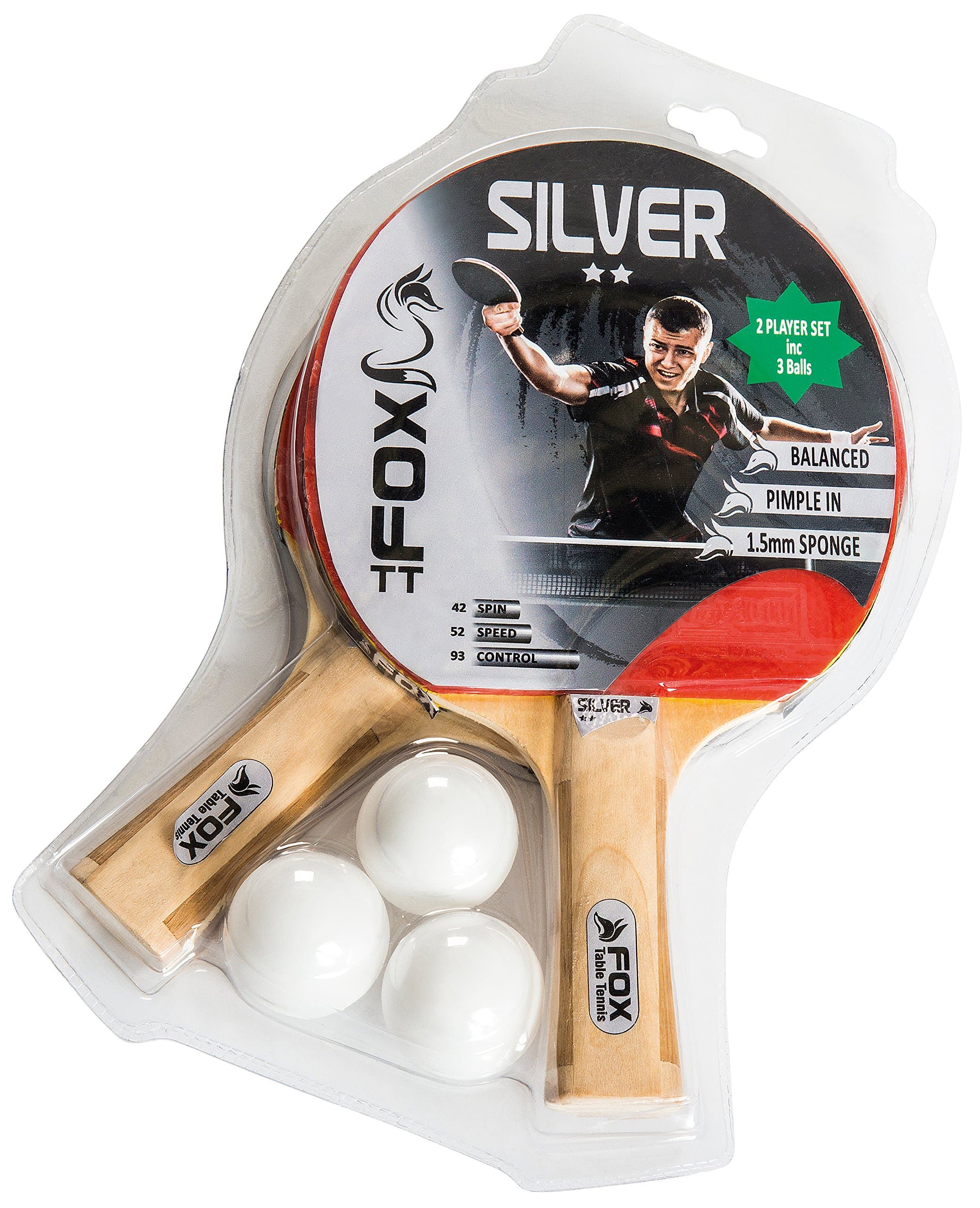 Silver 2 Star Table Tennis Set - Red