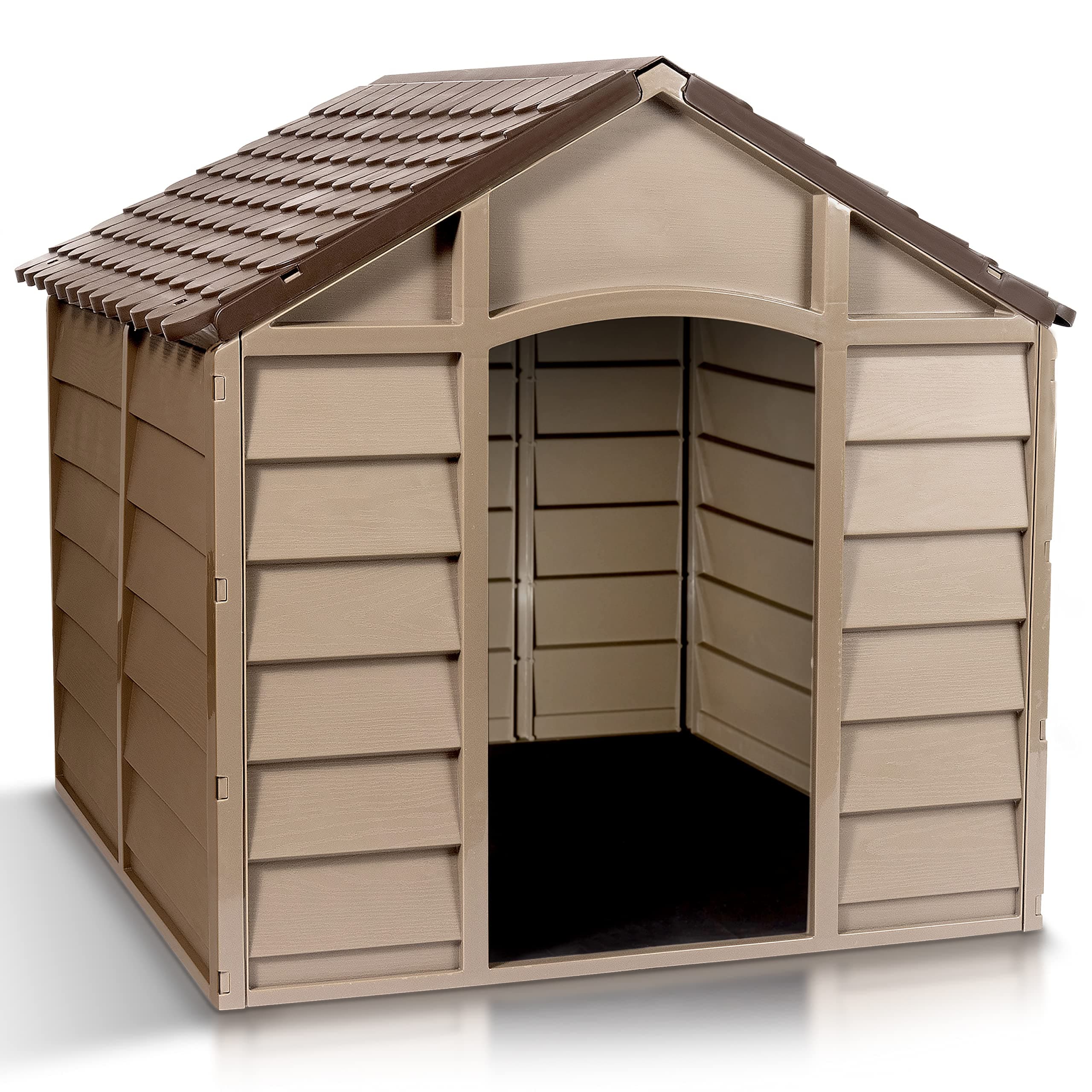 Starplast Large Dog Kennel: 1 Outdoor Plastic Pet House, Weather & Water Resistant, Easy to Assemble, 33.8 x 33.1 x 32.3 Inches, 2 Color Options 50-701