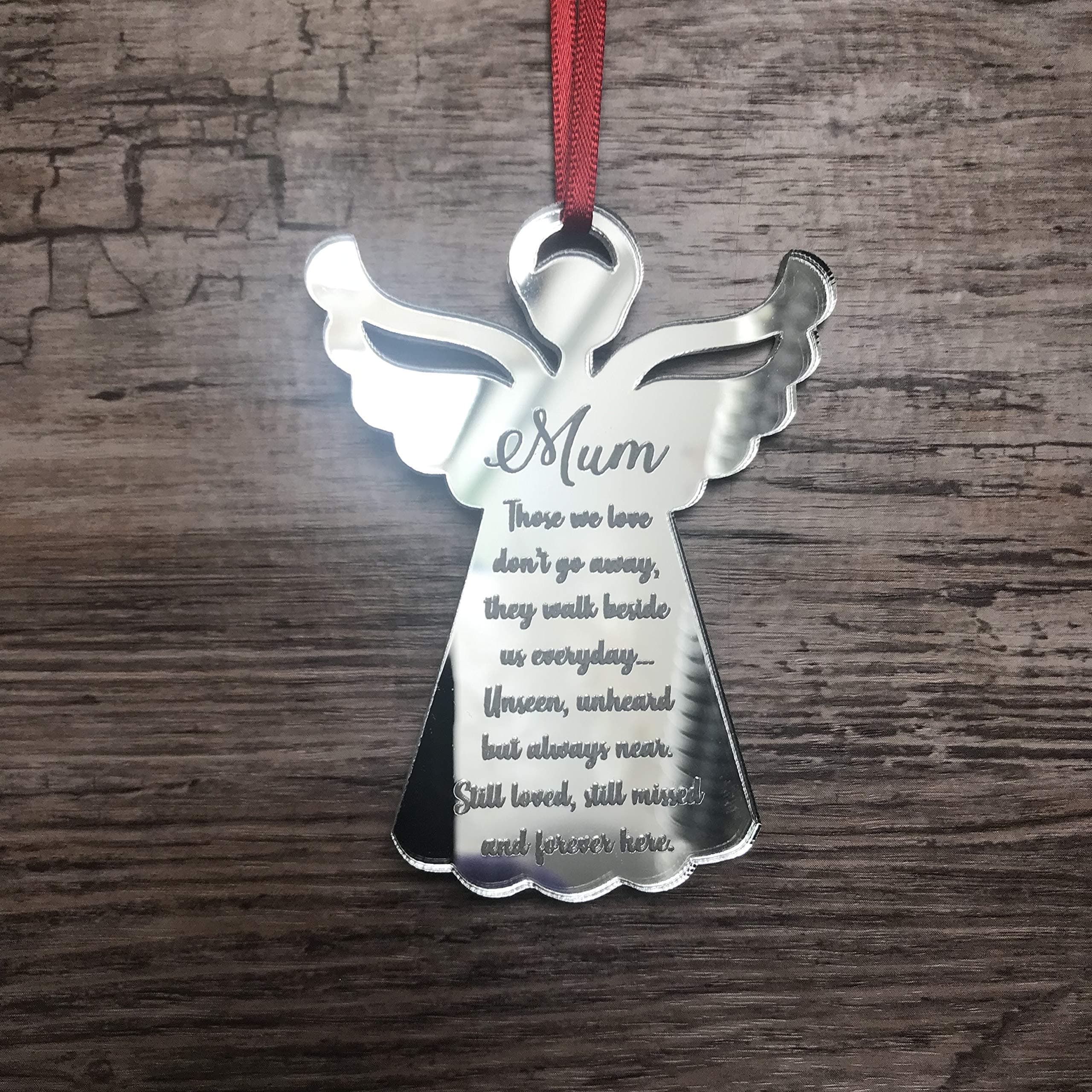 FSSS Ltd Mirror acrylic angel tree personalised decoration in memory of
