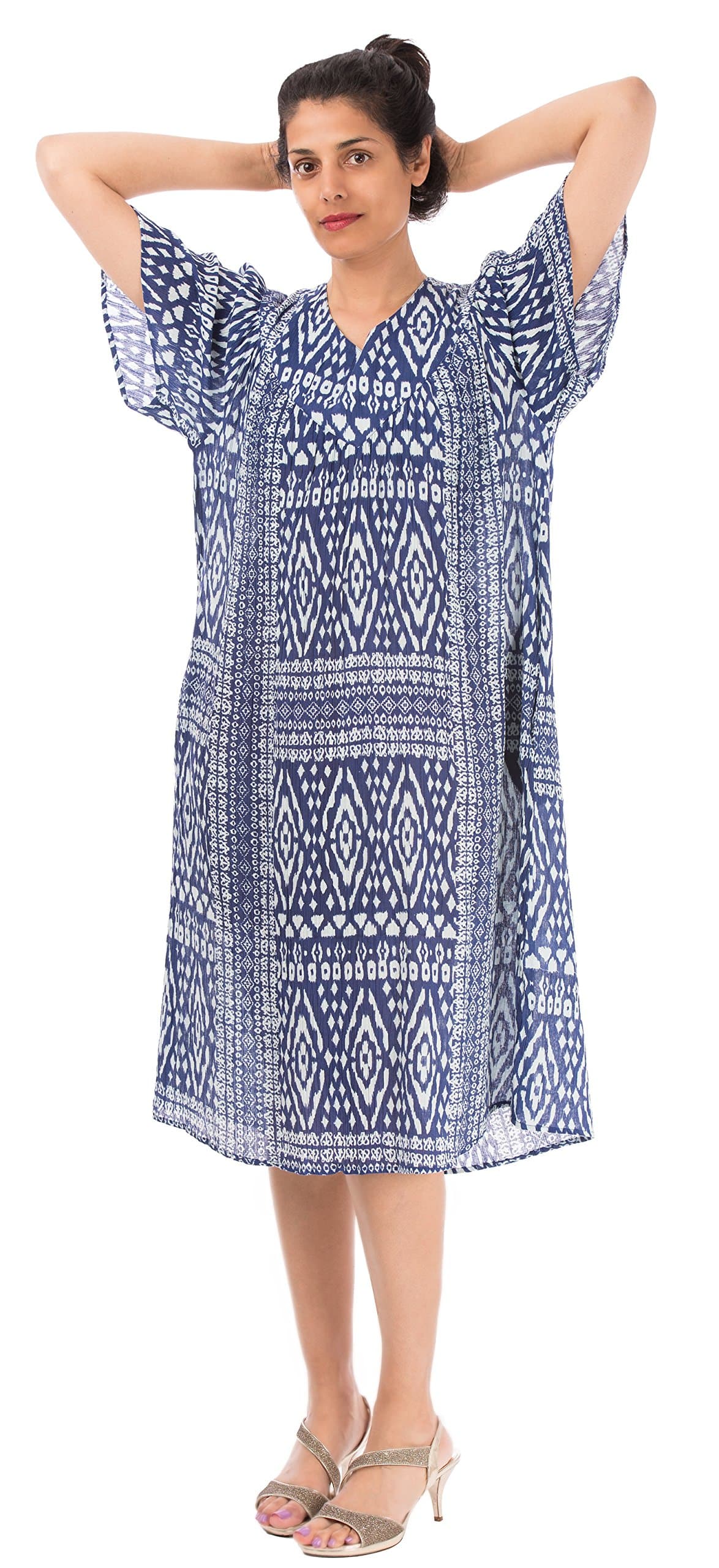 Sante Classics Women's Cotton Crinkle Dress Emesta Royal Plus 1X