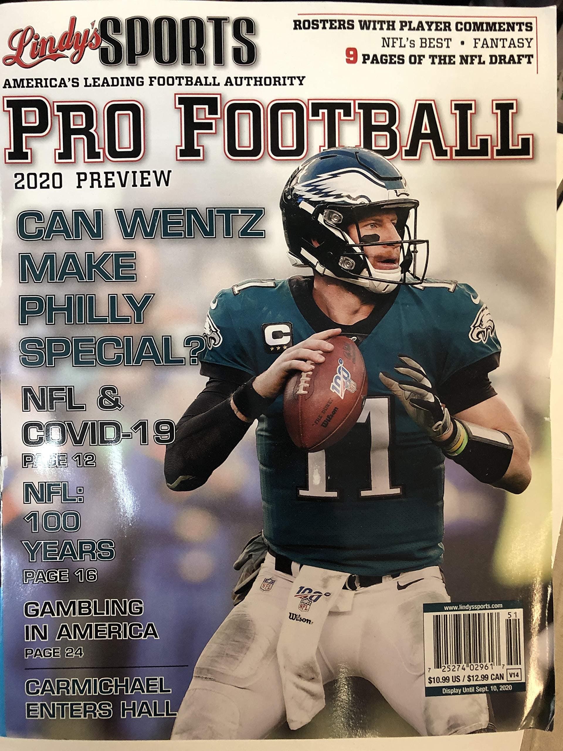 Lindy's Sports Pro Football Magazine 2020 Preview [Wentz Cover]