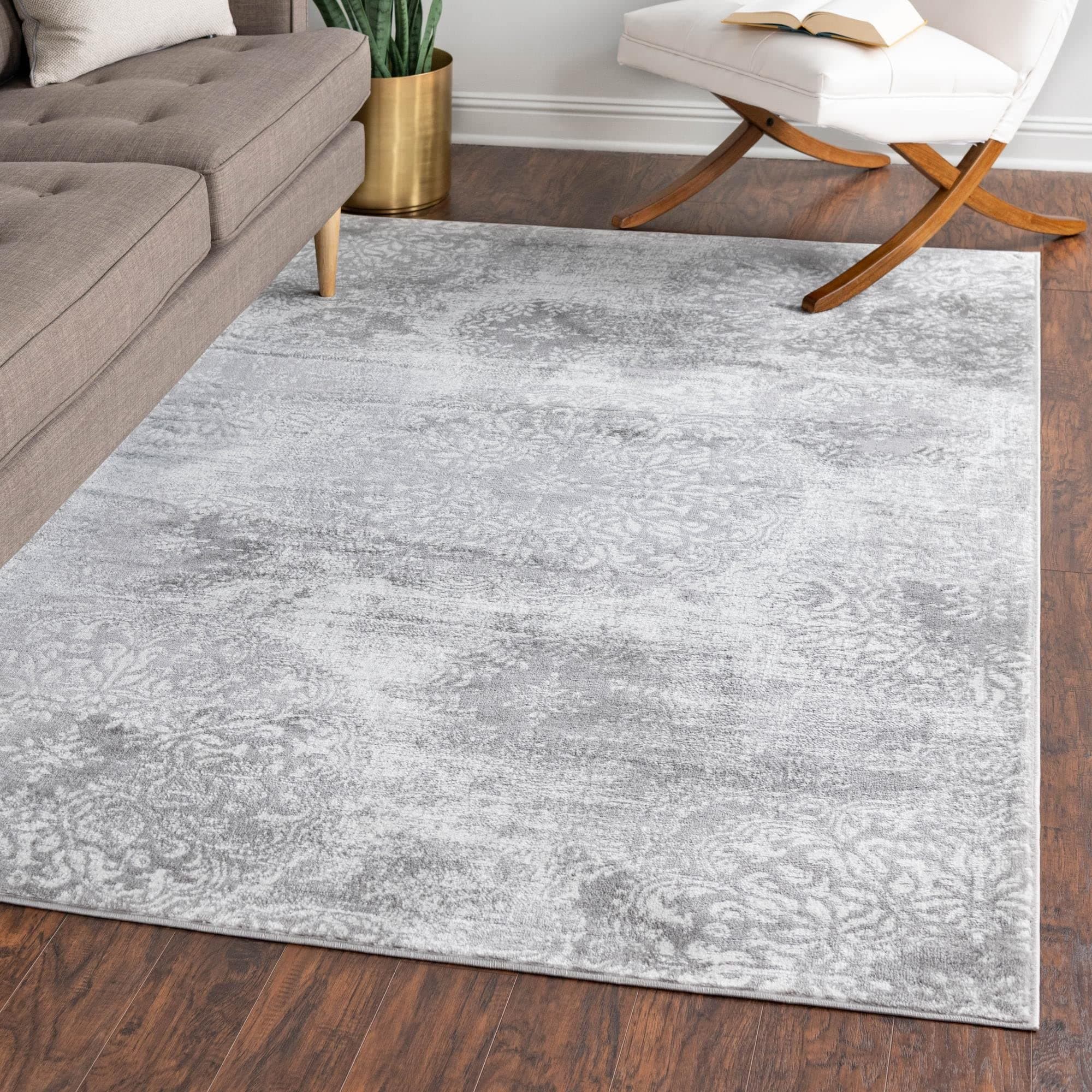 Sofia Collection Area Rug - Grand (7' 10" x 10' Rectangle, Light Gray/ Ivory)