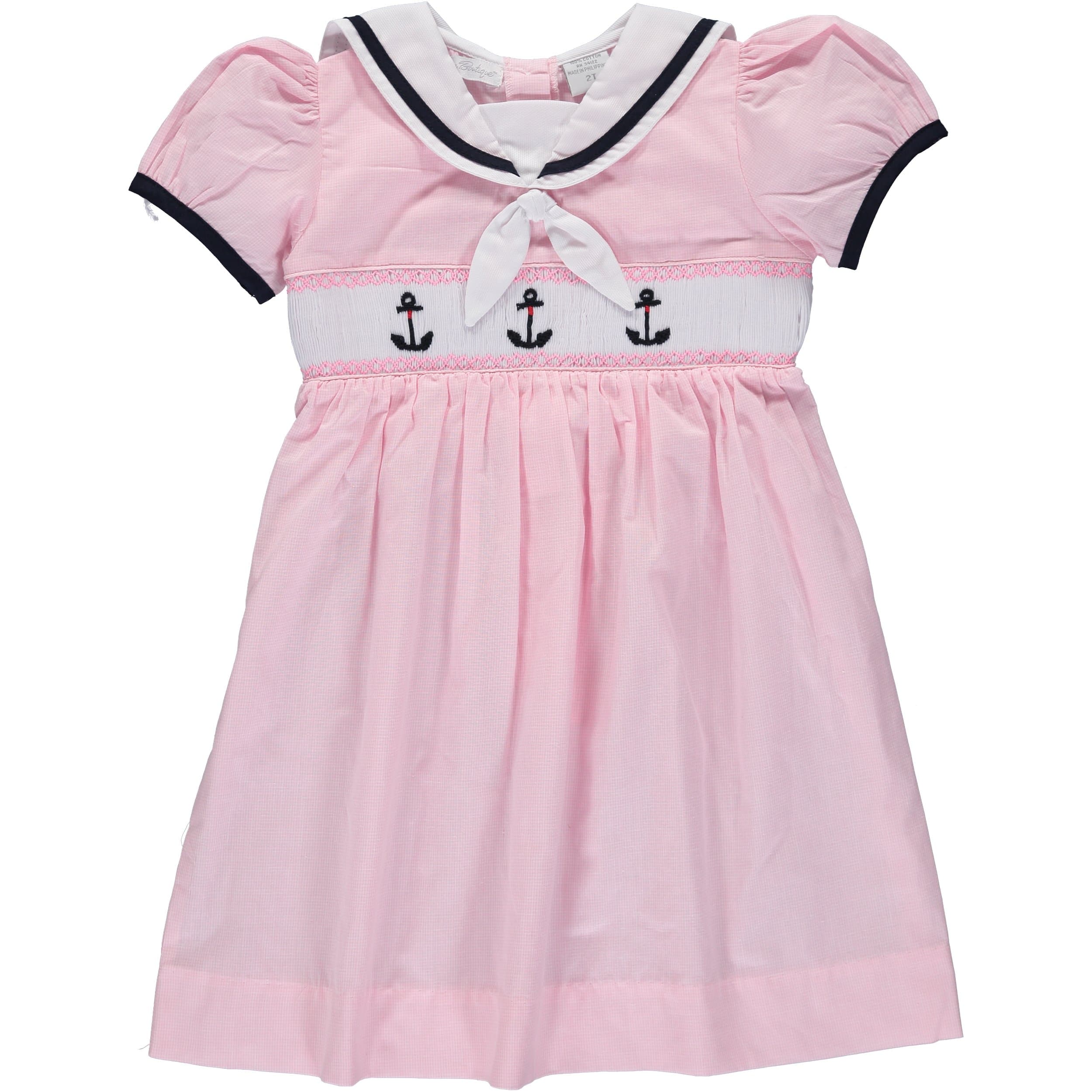 Carriage Boutique Smocked Anchor Pink Dress