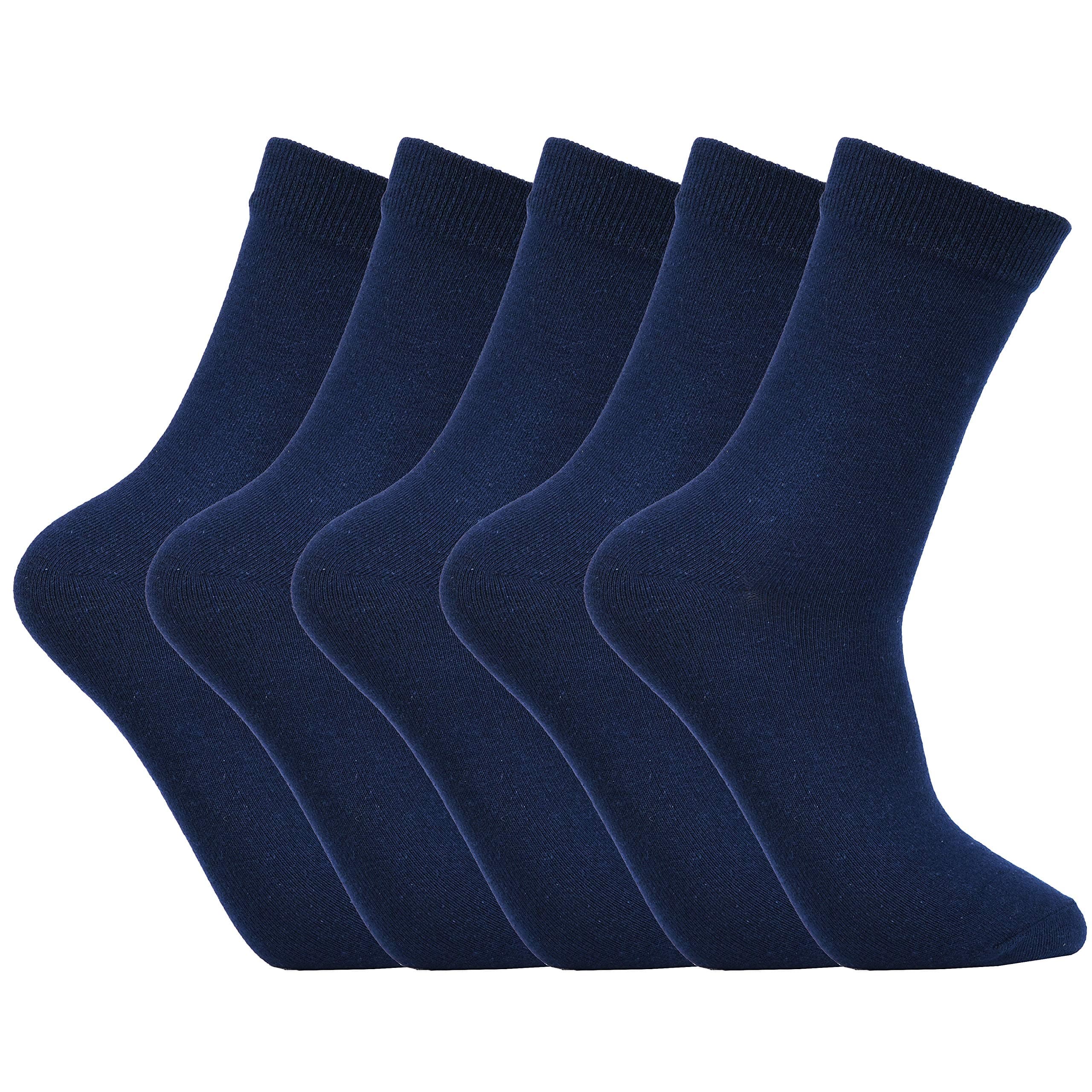 5 Pairs Finest Combed Cotton Smooth Seamless Toe Boys School Socks (3-16 Years), Black, Charcoal, Navy…