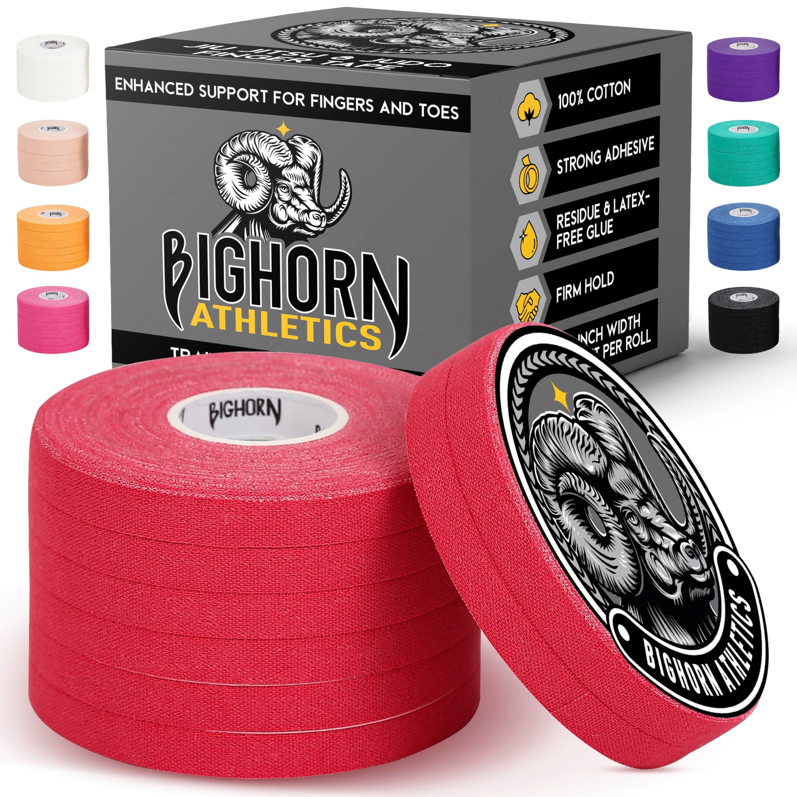 Bighorn Athletics Jiu-Jitsu Finger Tape, 0.3" x 13.7m, 8 Rolls (Red)