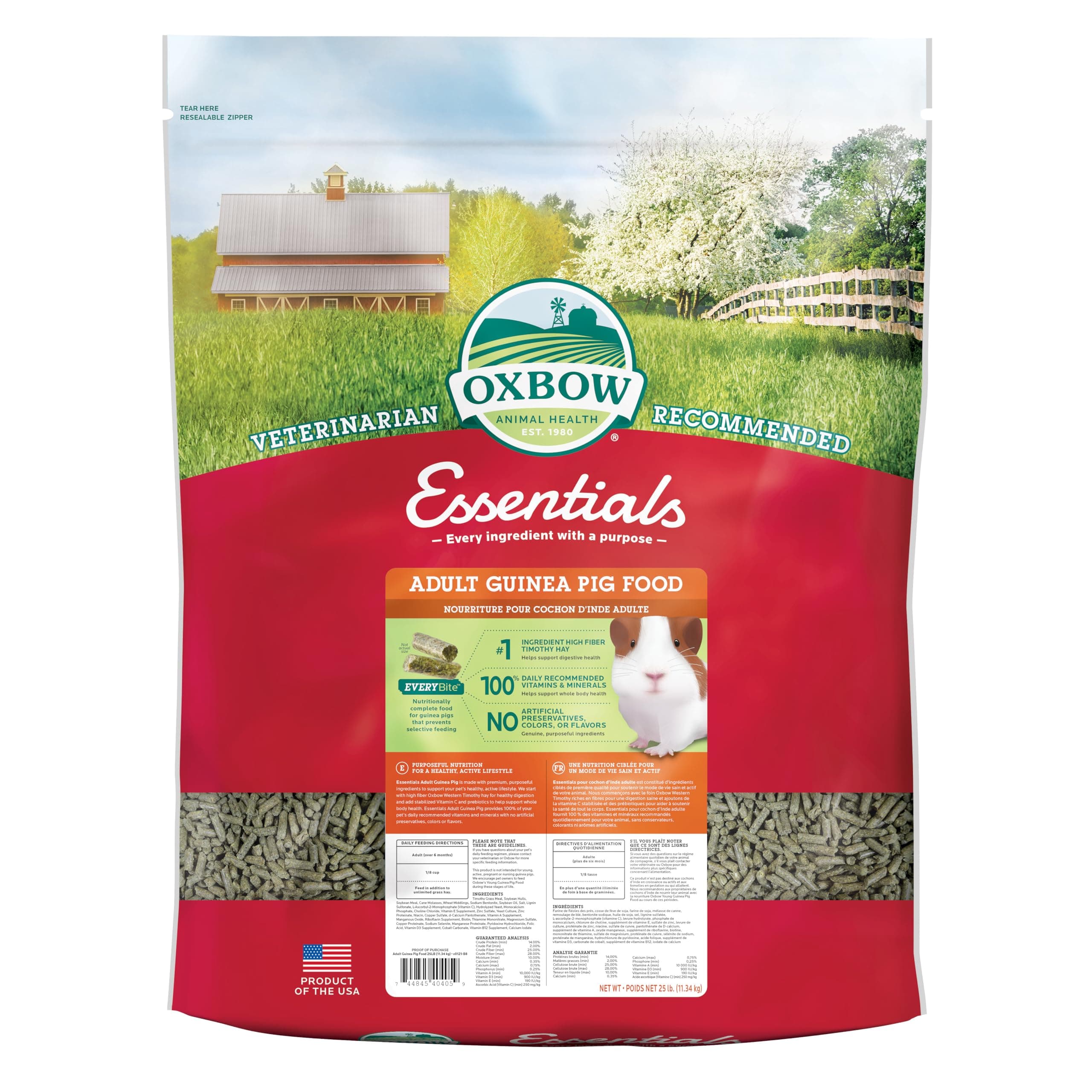 Oxbow Animal Health Cavy Cuisine Essentials Adult Guinea Pig Food, 25-Pound by Oxbow Animal Health