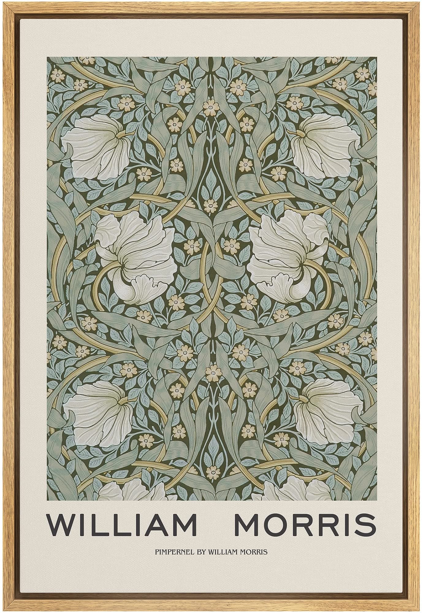 wall26 Framed Canvas Print Wall Art Pimpernel Flowers by William Morris Historic Cultural Illustrations Fine Art Traditional Scenic Colorful for Living Room, Bedroom, Office - 16x24 Natural