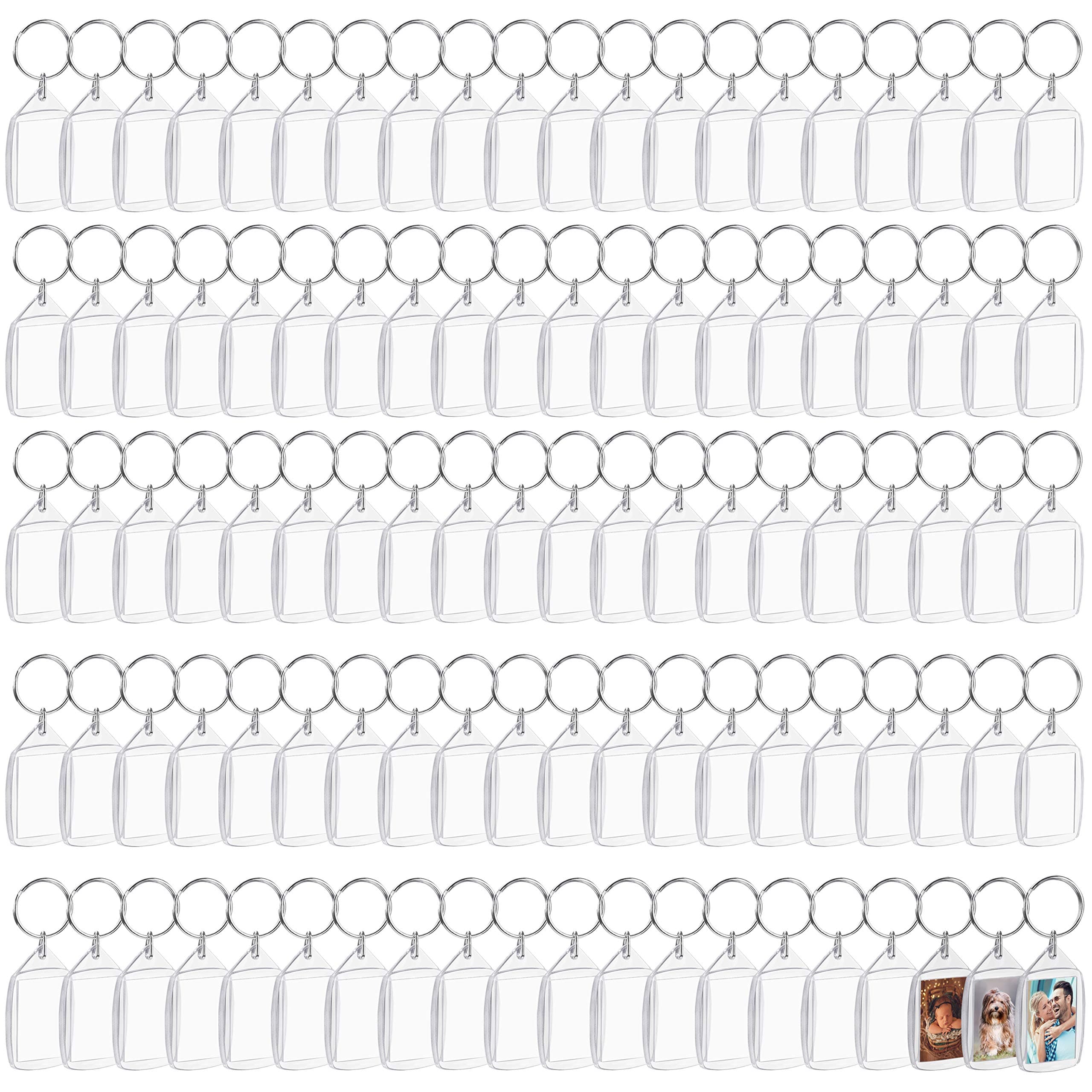 Kurtzy Blank Photo Keyrings (200 Pack) - Acrylic Keyring Blanks/Photo Key Rings - Personalised Keyring Photo/Picture Set - Empty Plastic Keychains for Crafts