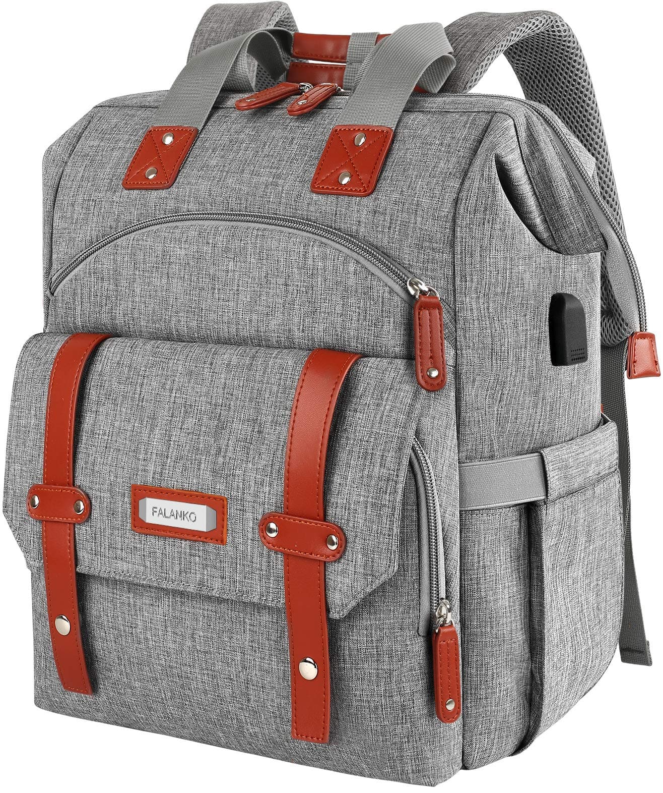 FALANKOPink-women-laptop-backpack, Grey, 17.3 inch, Travel Backpacks