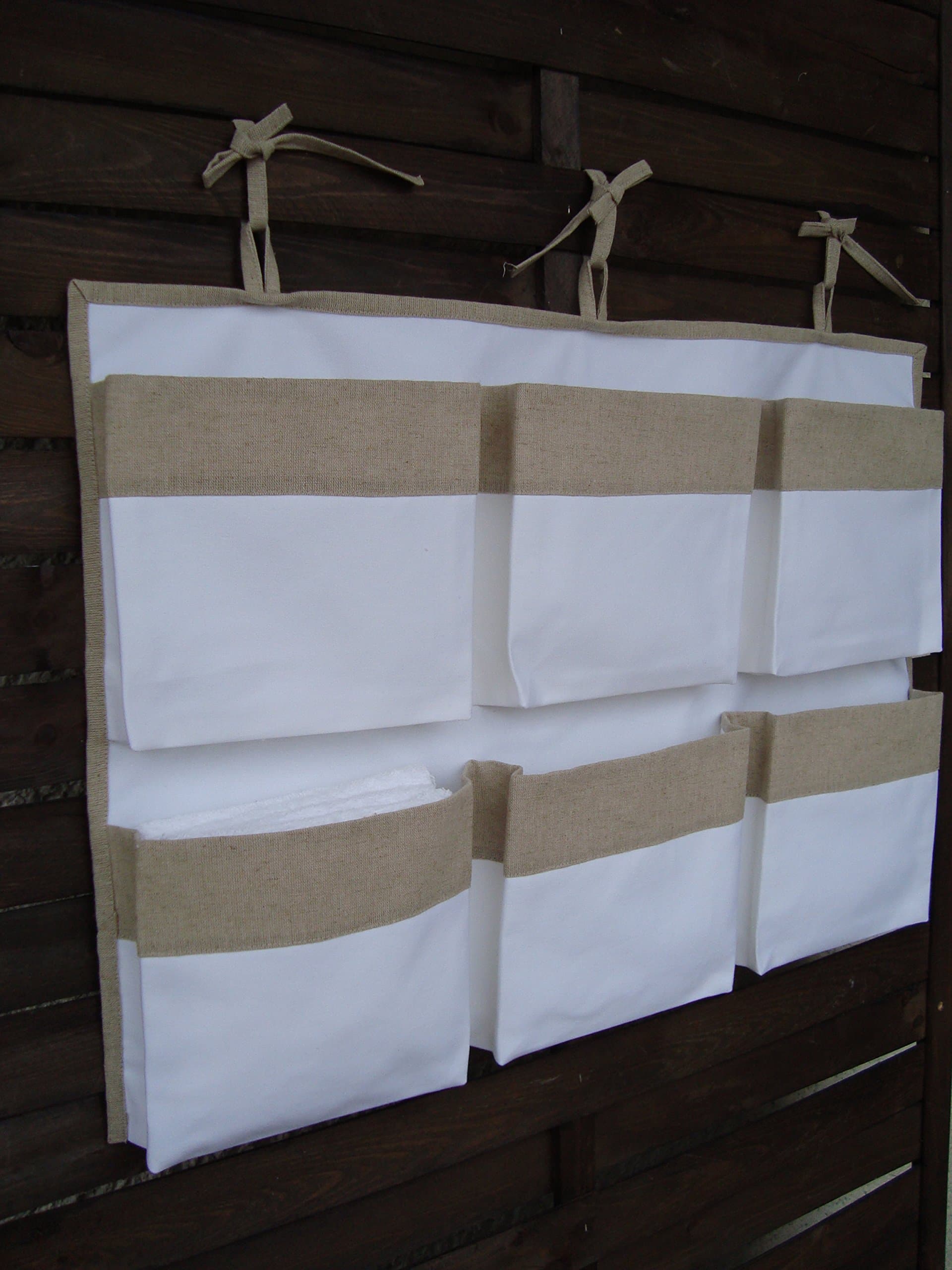 Caddy white organizer, canvas crib storage, linen nursery organizer, girl boy storage bag, nursery accessory, hanging storage