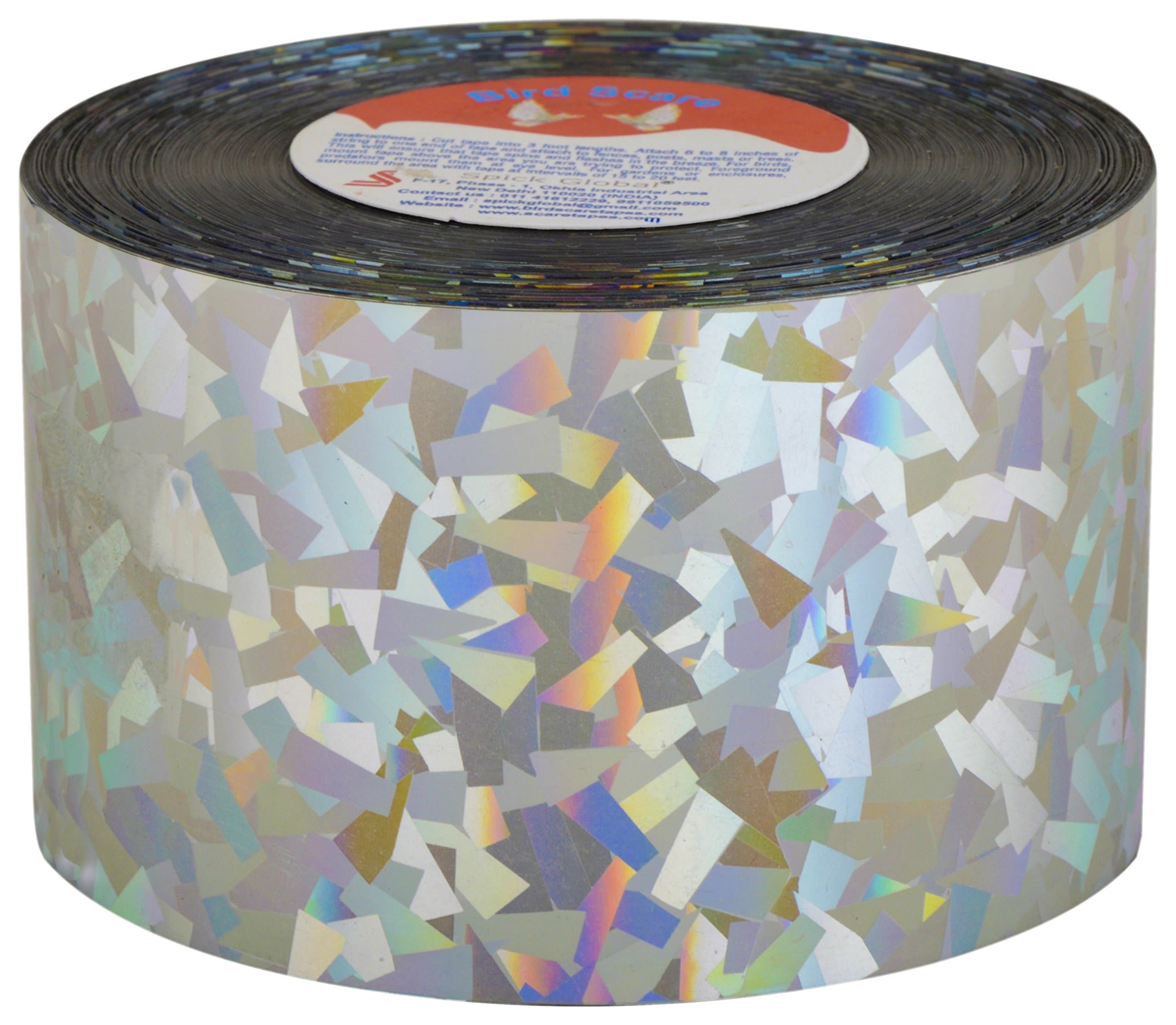 Spick Global Bird Scare Pigeon Control Tape & Holographic Birds Scare Deterrent Visual Audible Ribbon 2 inch x 330 feet 1 Roll