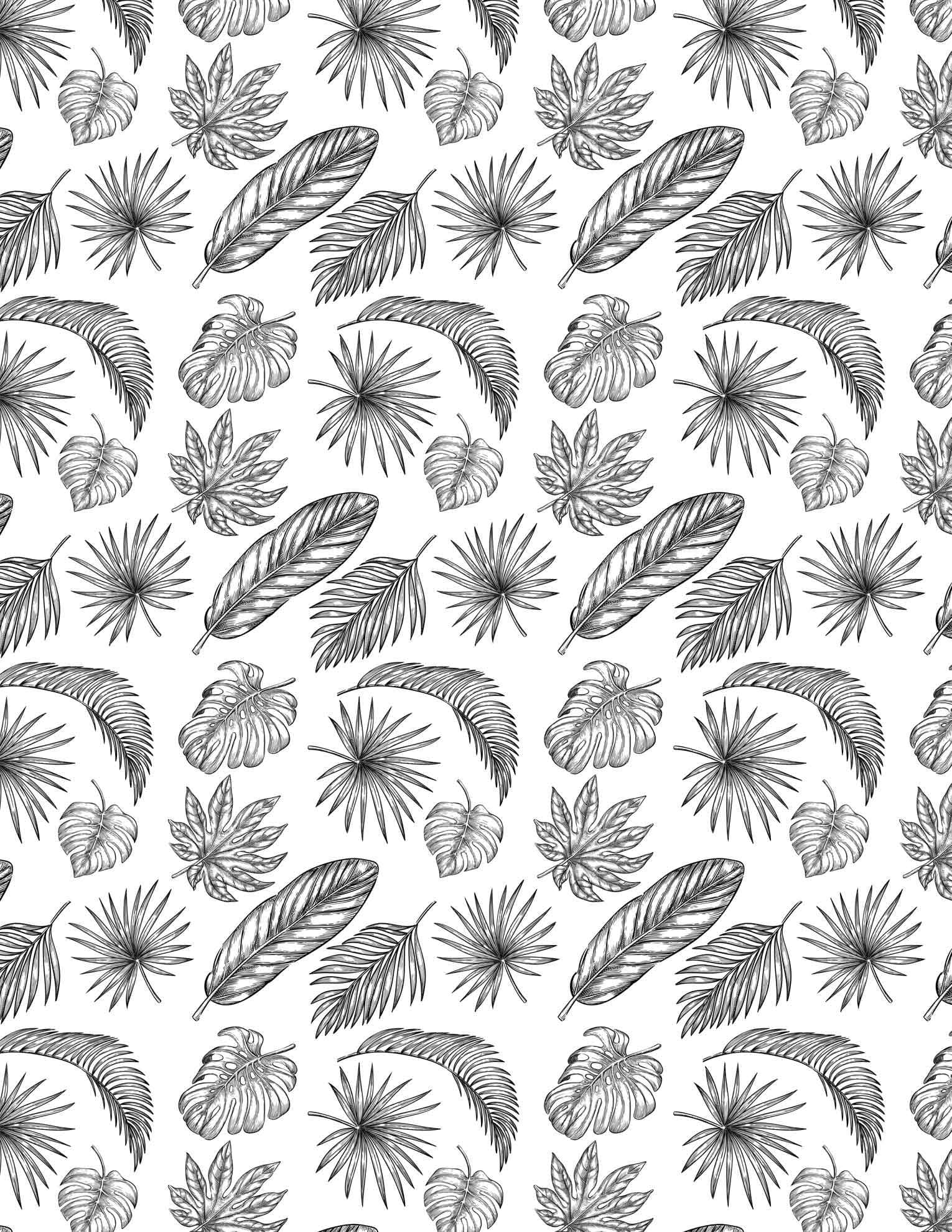Ceramic Decals - Palm Leafs (Black, 9' x 6.5' Inch)