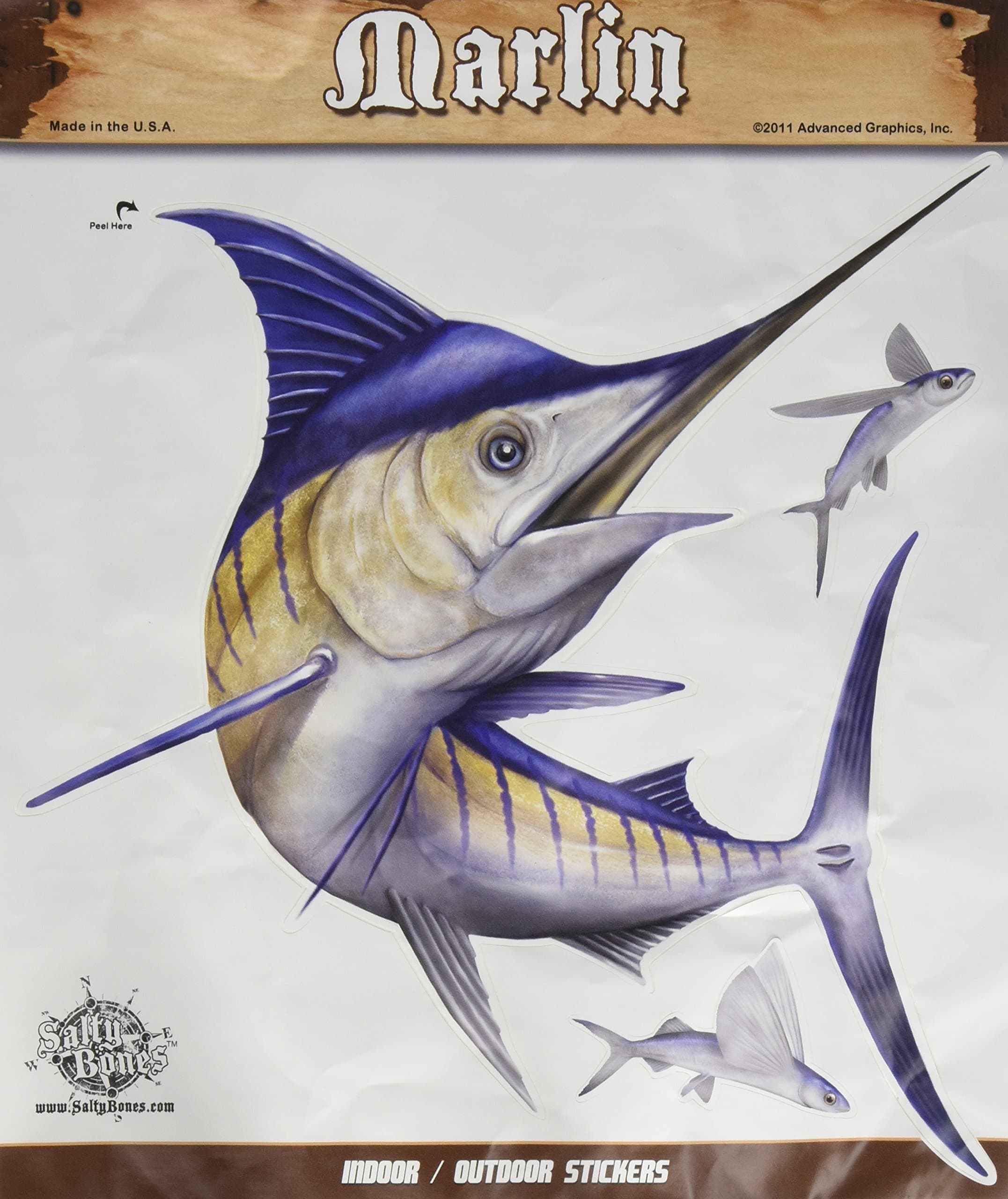 Salty Bones Large Marlin Action Decal - 13.5" x 10.5"