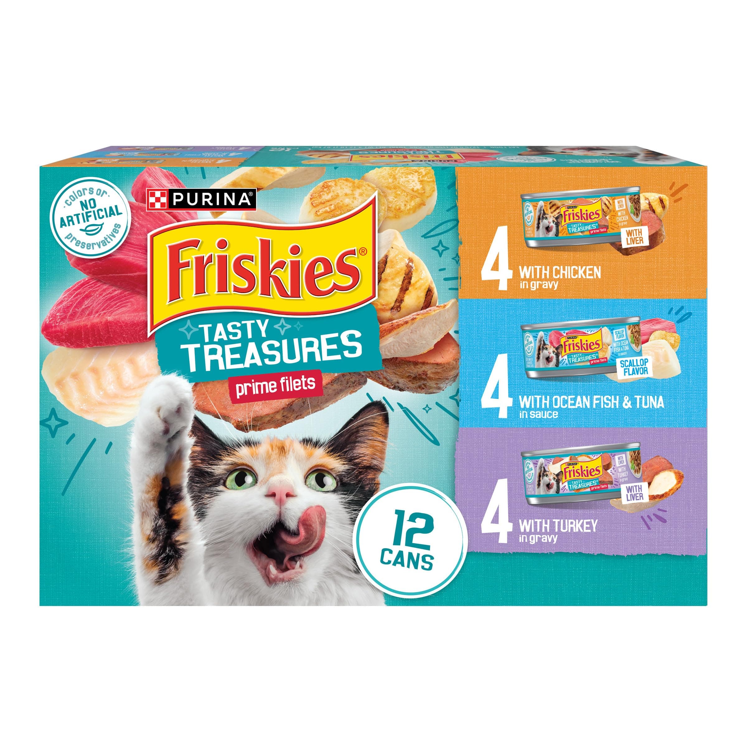 Purina Friskies Tasty Treasures バラエティーパック ウェットキャットフード 5.5 oz. Can (Pack of 12) 10050000579638