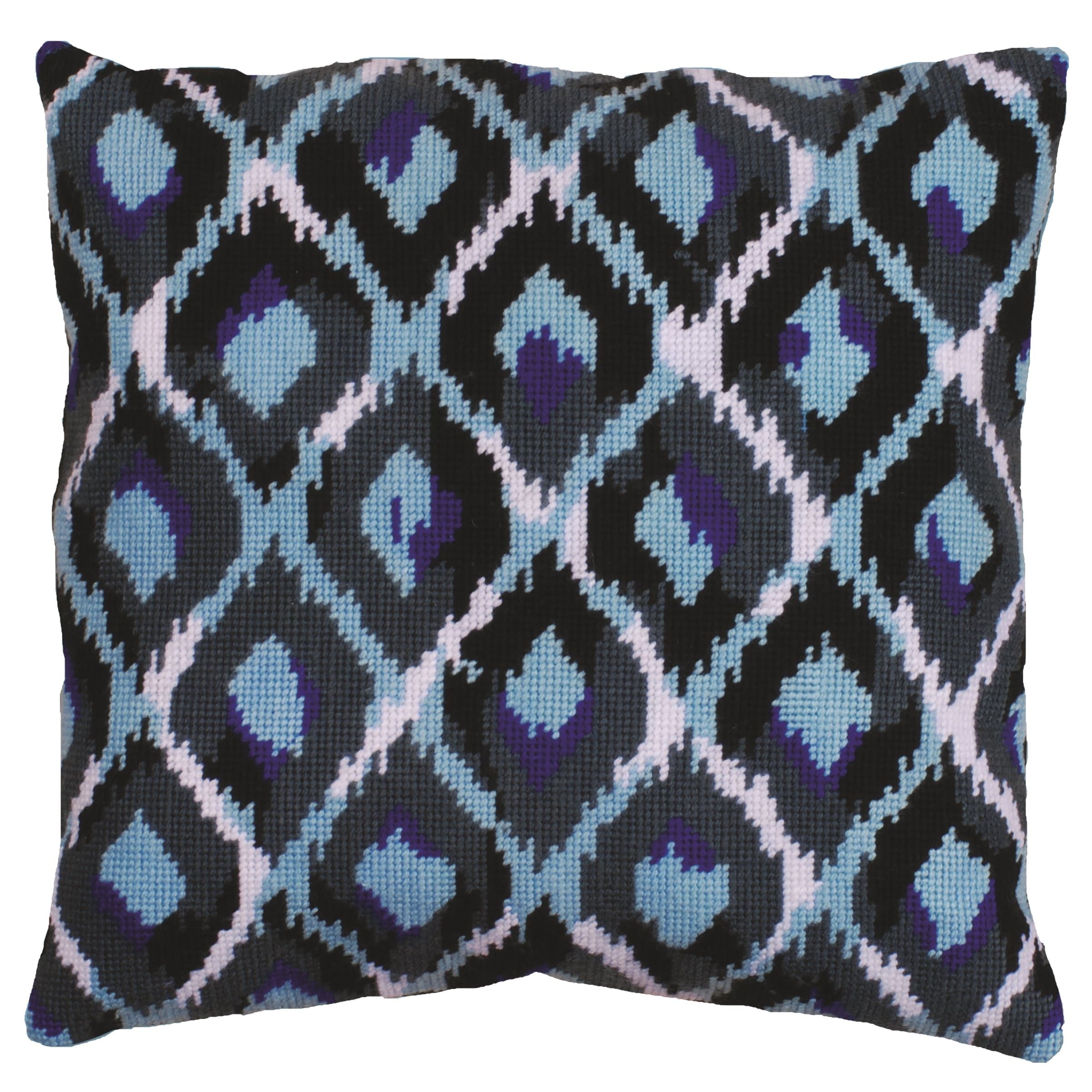 Tobin Needlepoint Kit Stitched in Yarn, 12 by 12-Inch, Blue Ikat