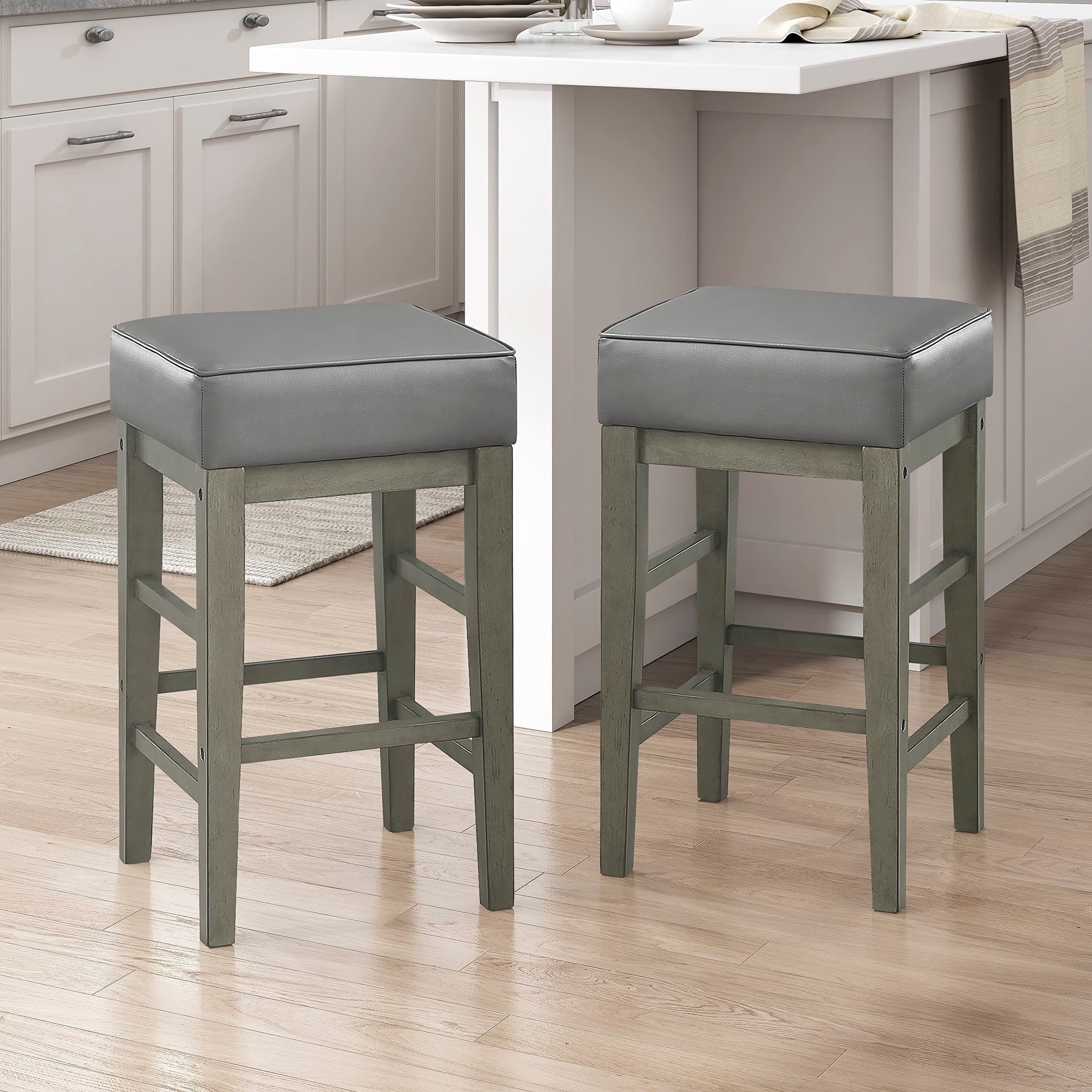 Lexicon Wrigley Counter Height Stool (Set of 2), 26" SH, Gray