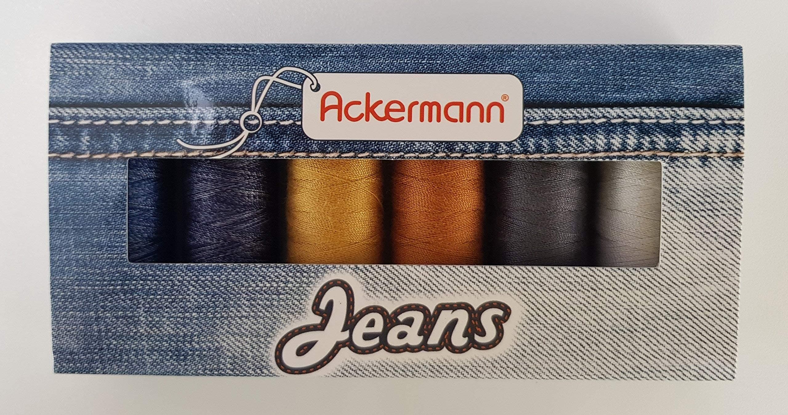 Ackermann – Set of Sewing Threads for Jeans, Thickness 80, 6 x 150 m