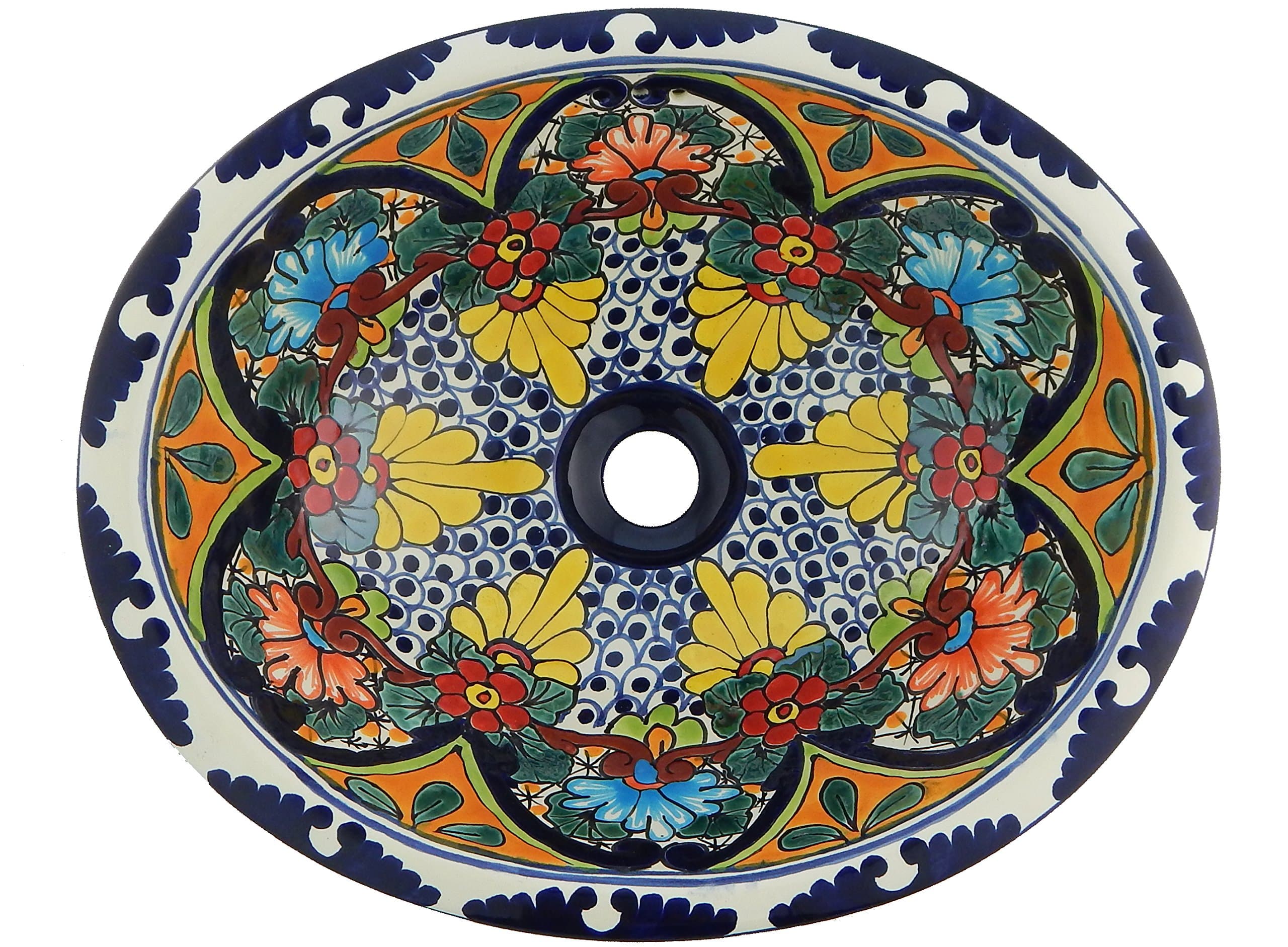 Talavera Mexican Handmade Ceramic Hand Painted Bathroom Sink