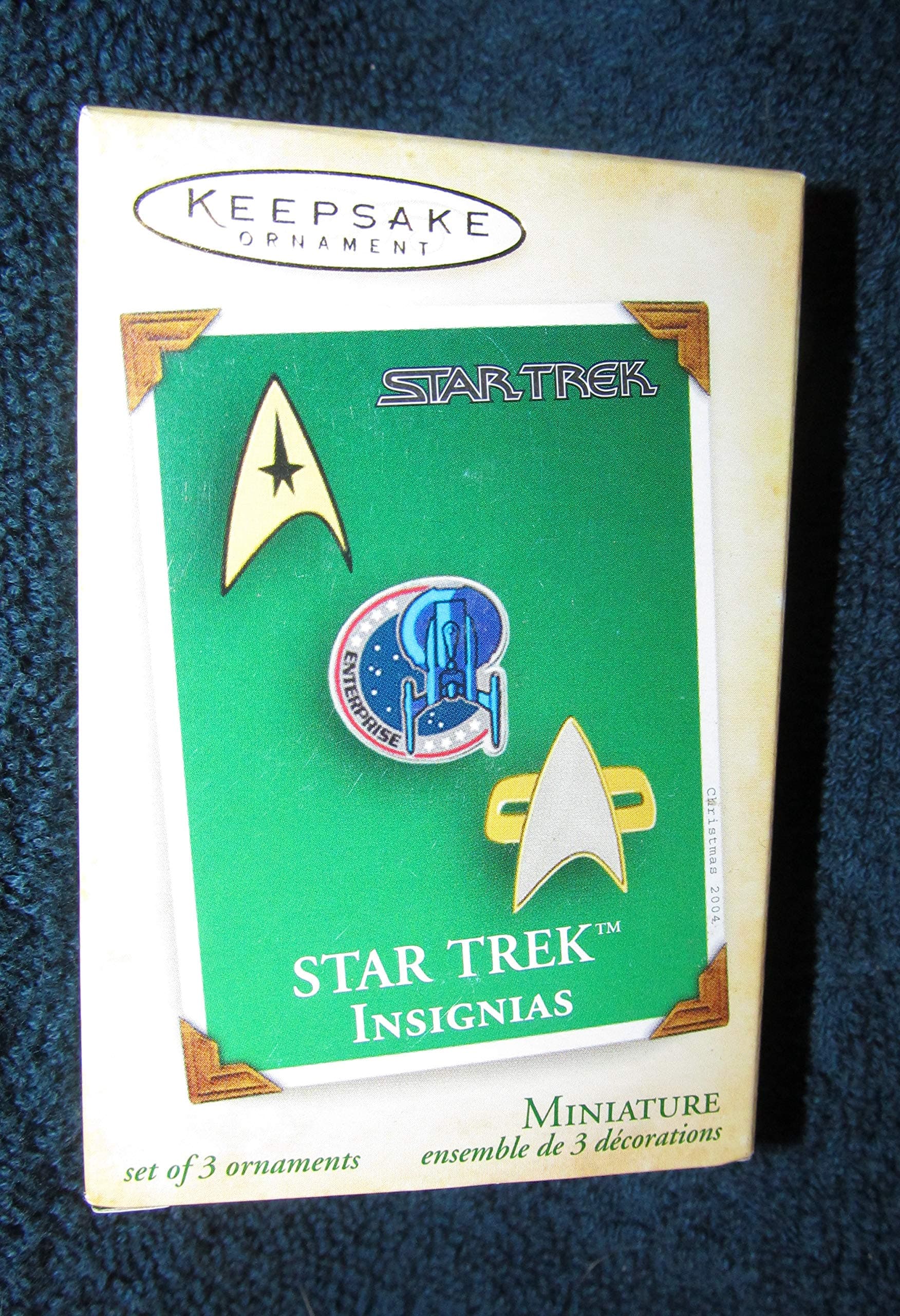 Hallmark Keepsake 3-Piece Miniature Ornaments Set - Gold, Blue, Black - Christmas