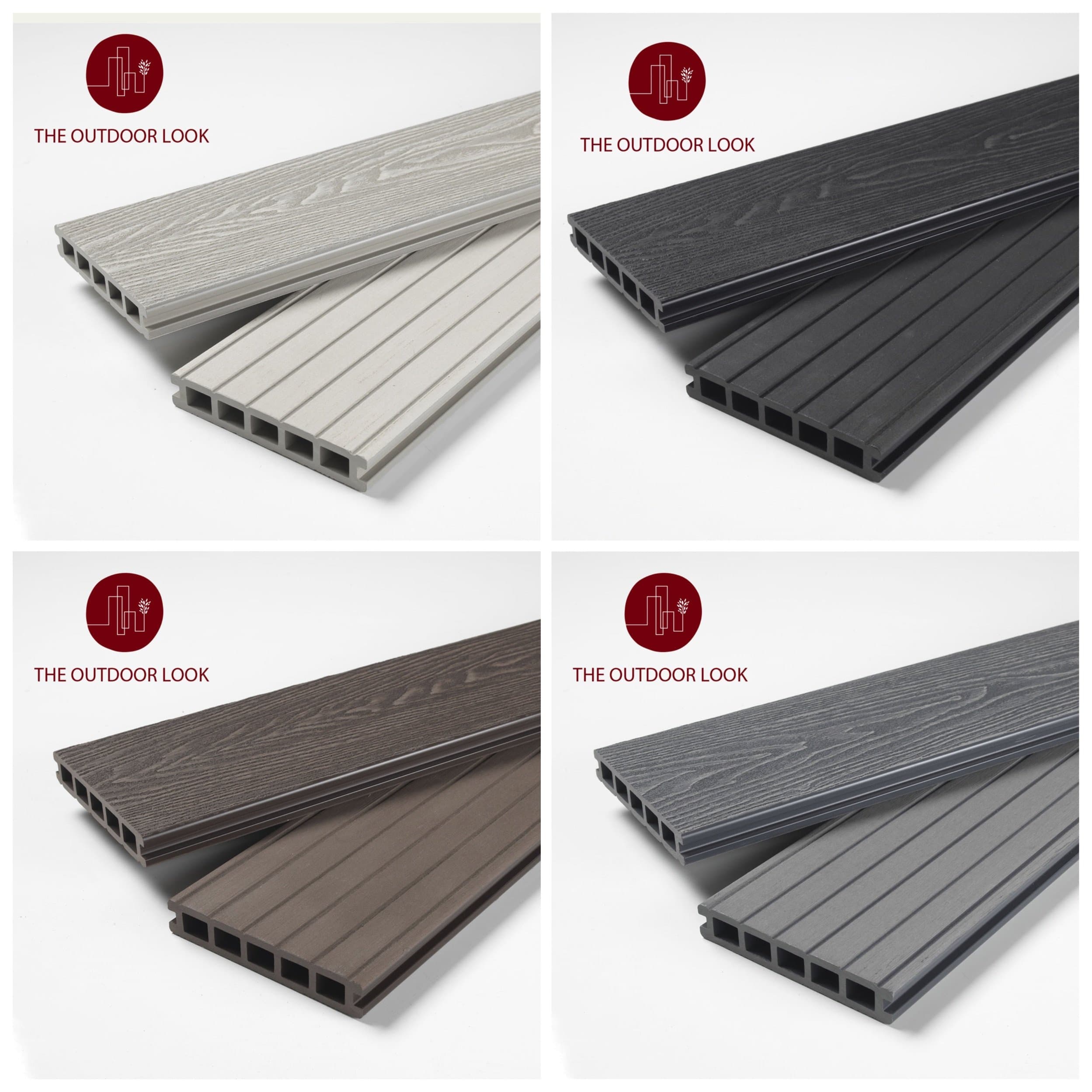 The Outdoor Look Composite Decking Sample Pack - Deep Embossed range - 4 colours - 3.60m boards