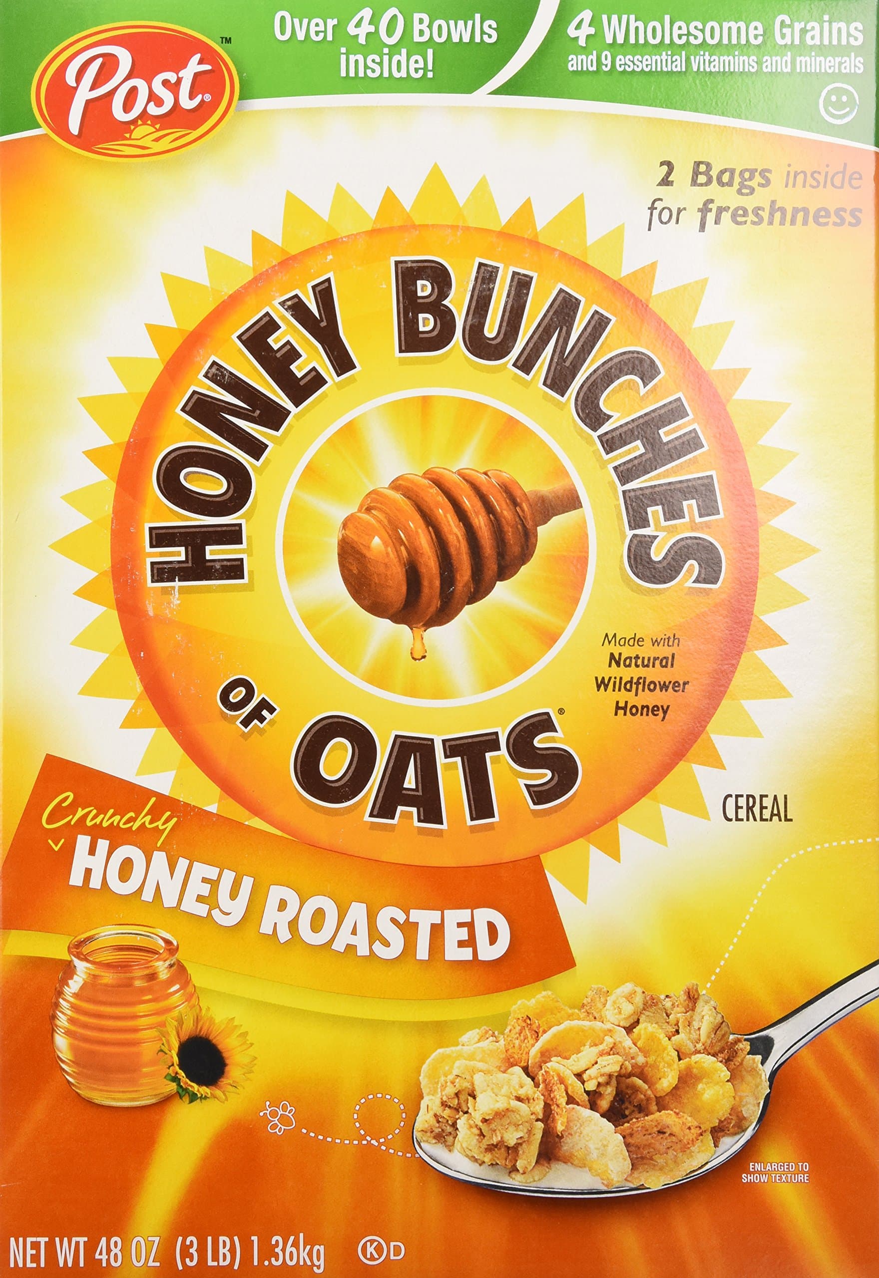 Honey Bunches Of Oats Honey Roasted, 3 Pound Box (Two 1.5 Pound Bags)