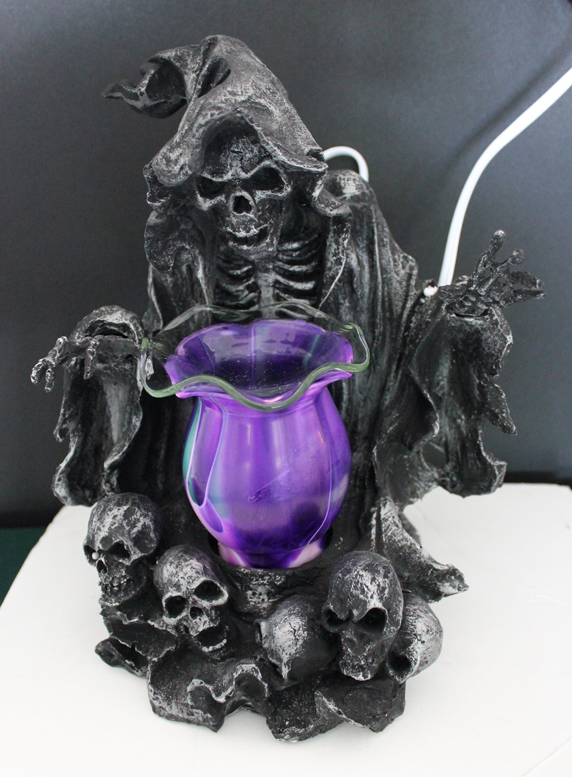 11.5" Skull Electric Oil Warmer Burner, Plug in with Dimmer Lamp