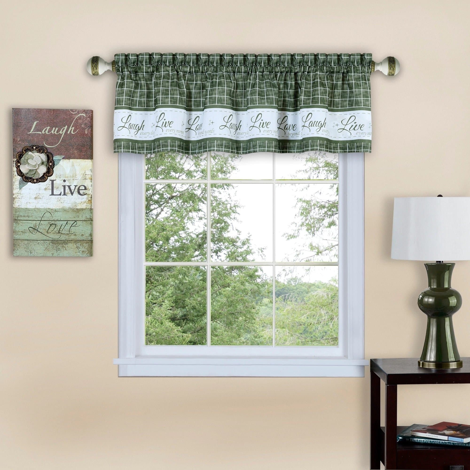 Achim Home Furnishings Achim Home Imports Live, Love, Laugh Window Curtain Valance, 58" x 14", Green