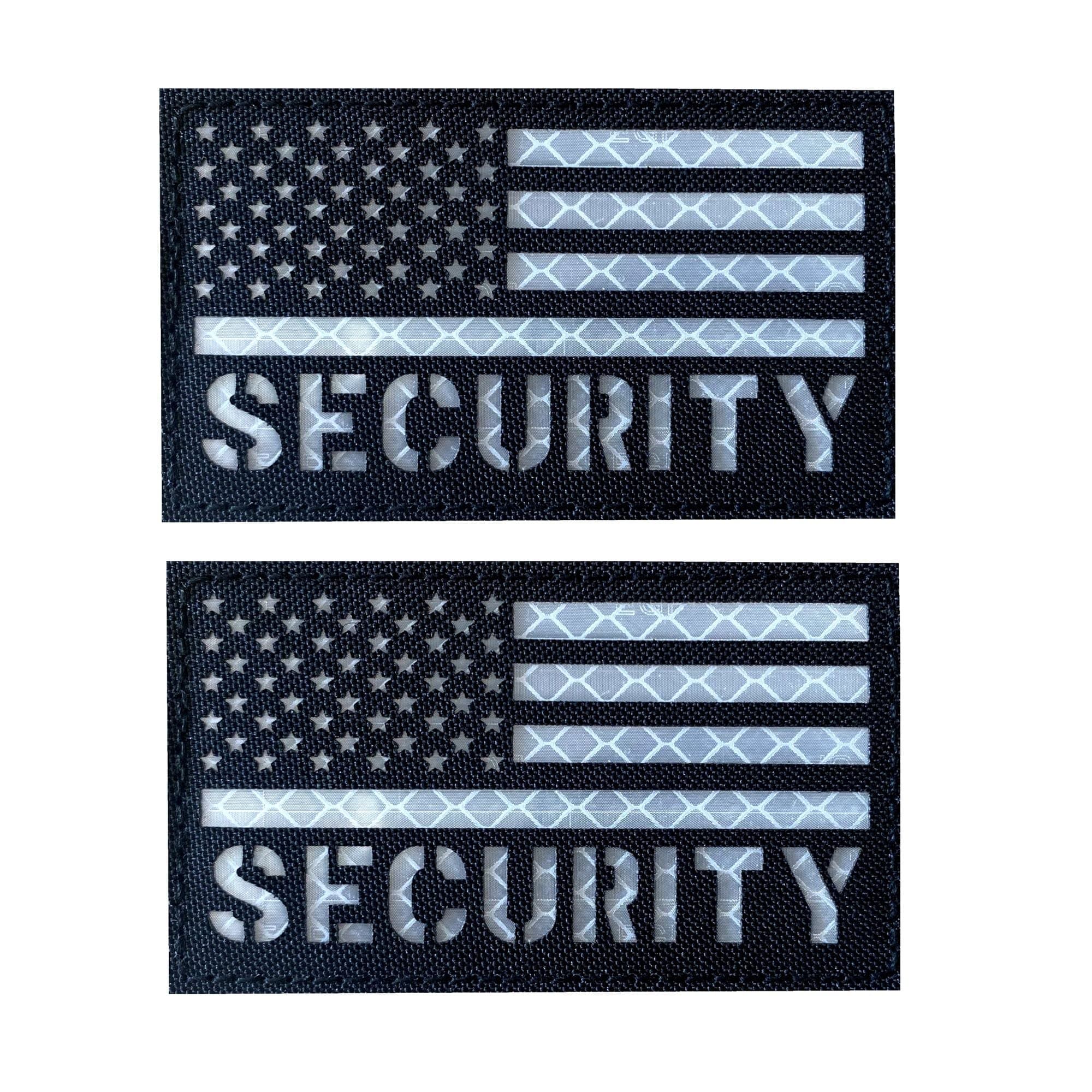 2 Pack Reflective Security Patch US Flag with Hook Back for Service Harness Tactical Vest Collar Hook-Fastener Backing