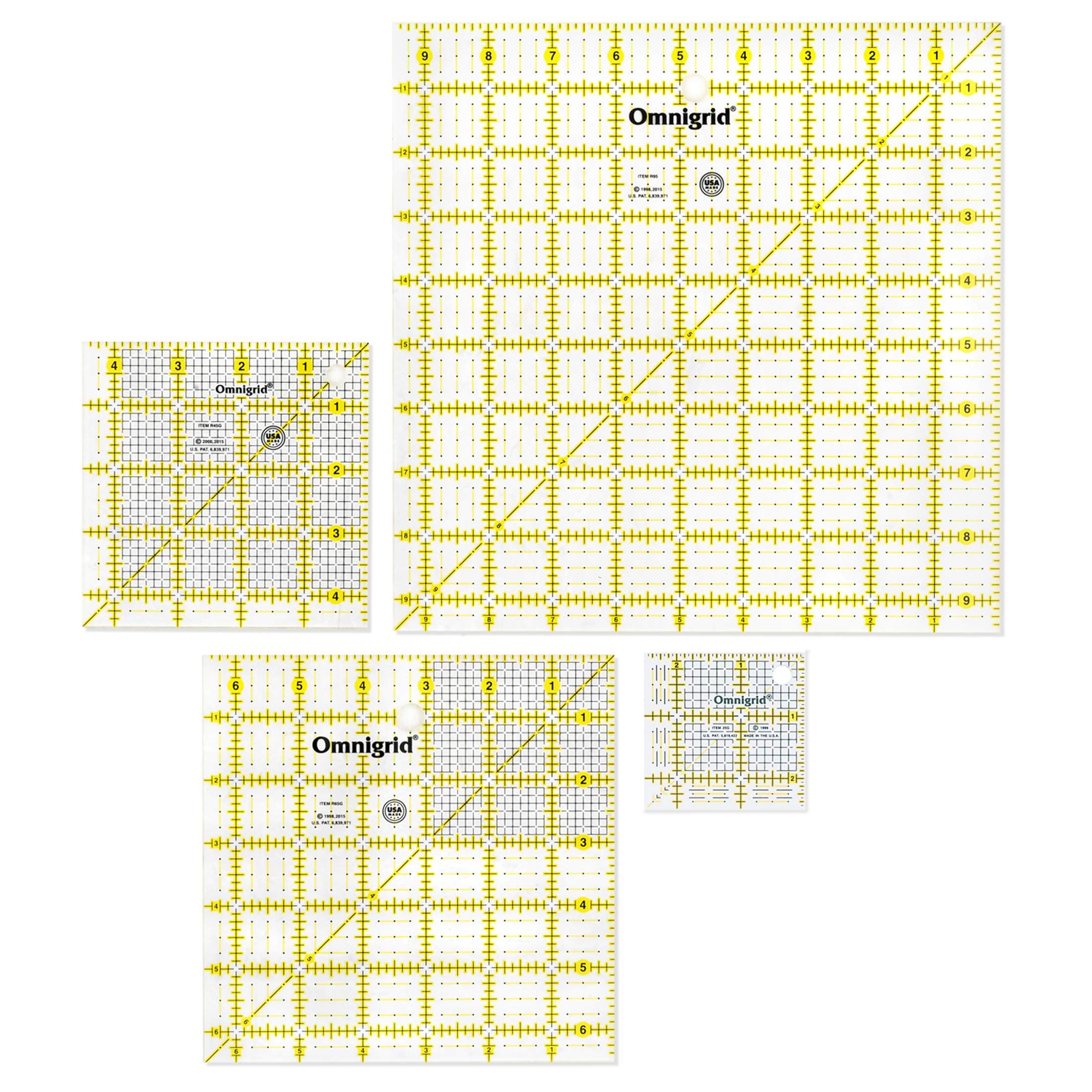 Omnigrid Square Quilting Ruler Value Pack (2-1/2", 4-1/2", 6-1/2", 9-1/2")