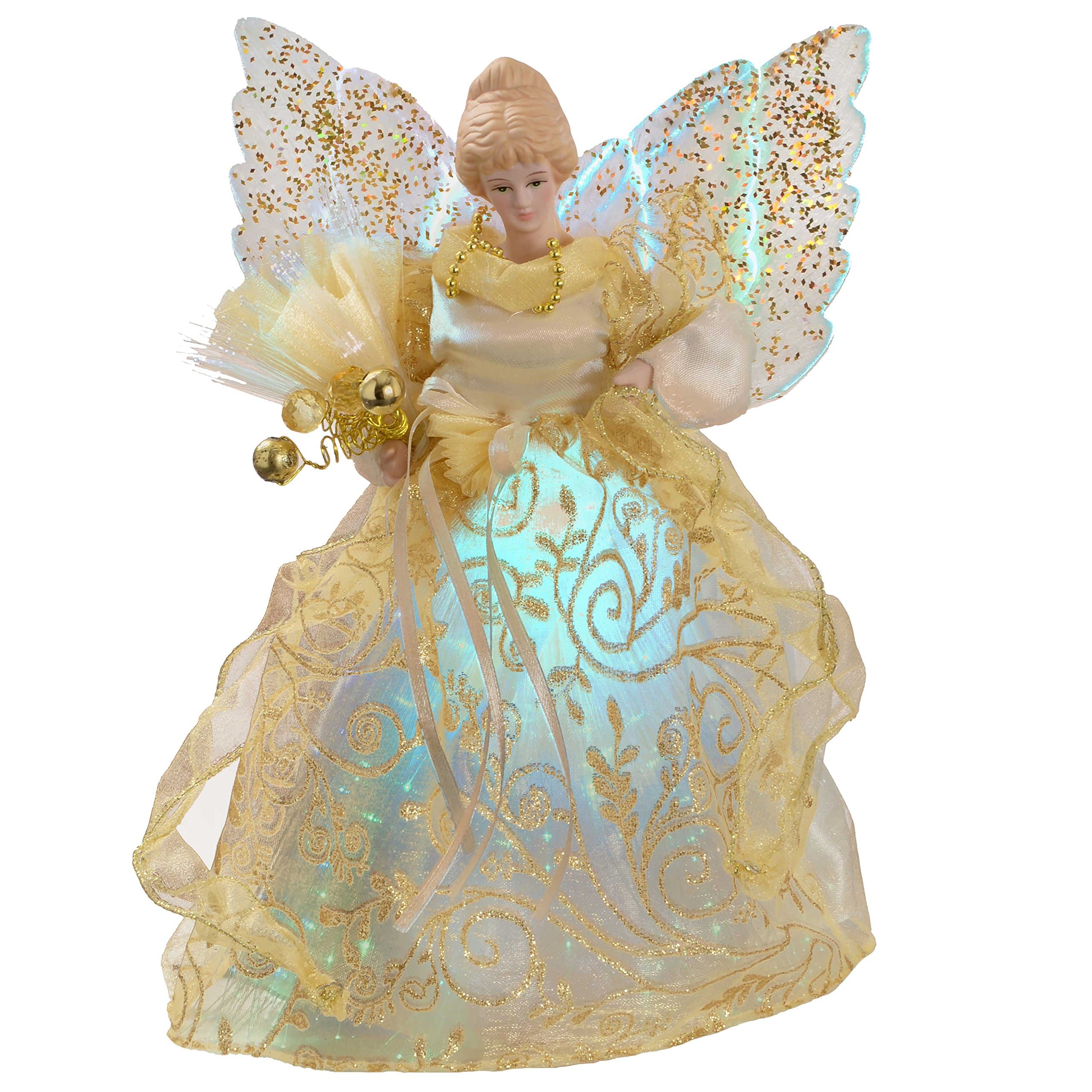 WeRChristmas Fibre Optic Christmas Tree Topper Angel, 25 cm - Gold