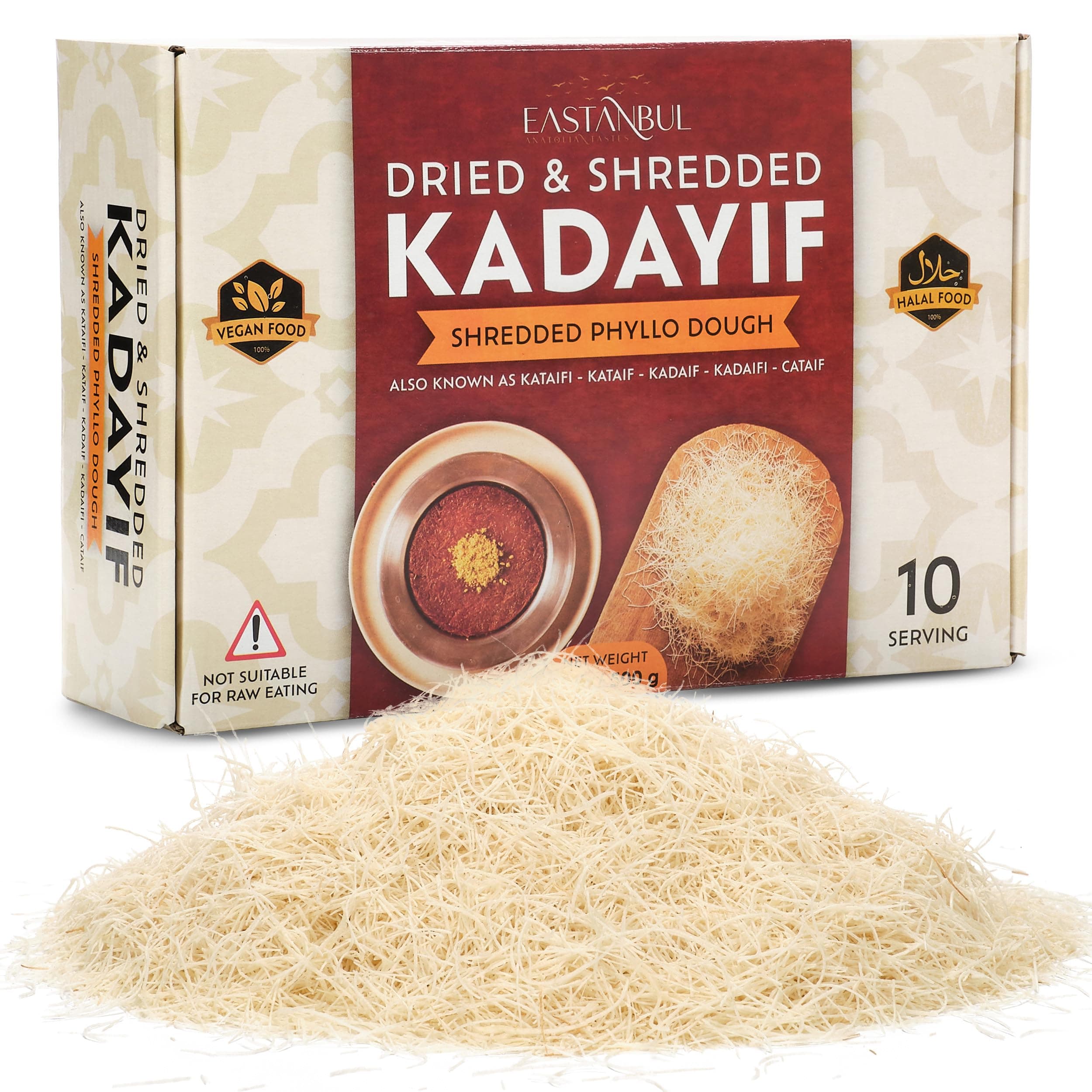Dried & Chopped Kataifi Shredded Fillo Dough, Kurutulmus Kadayif Pastry Dough, Ingredient for The Viral Dubai Pistachio Chocolate Bar, Shredded Phyllo Dough, Kunafa Dough, 500g (1.1lb)