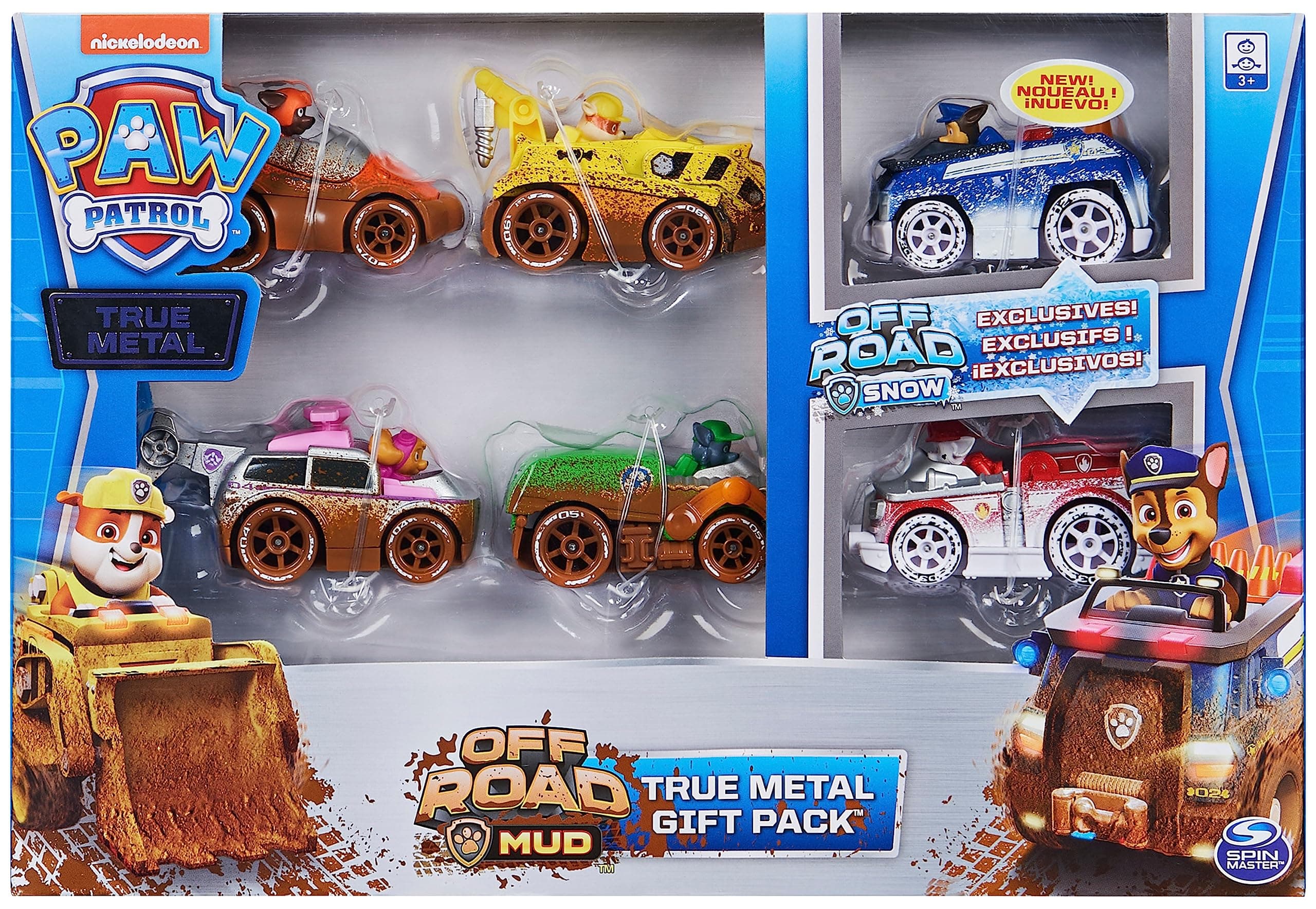 PAW Patrol, True Metal Off-Road Gift Pack of 6 Collectible Die-Cast Vehicles, 1:55 Scale, Grey