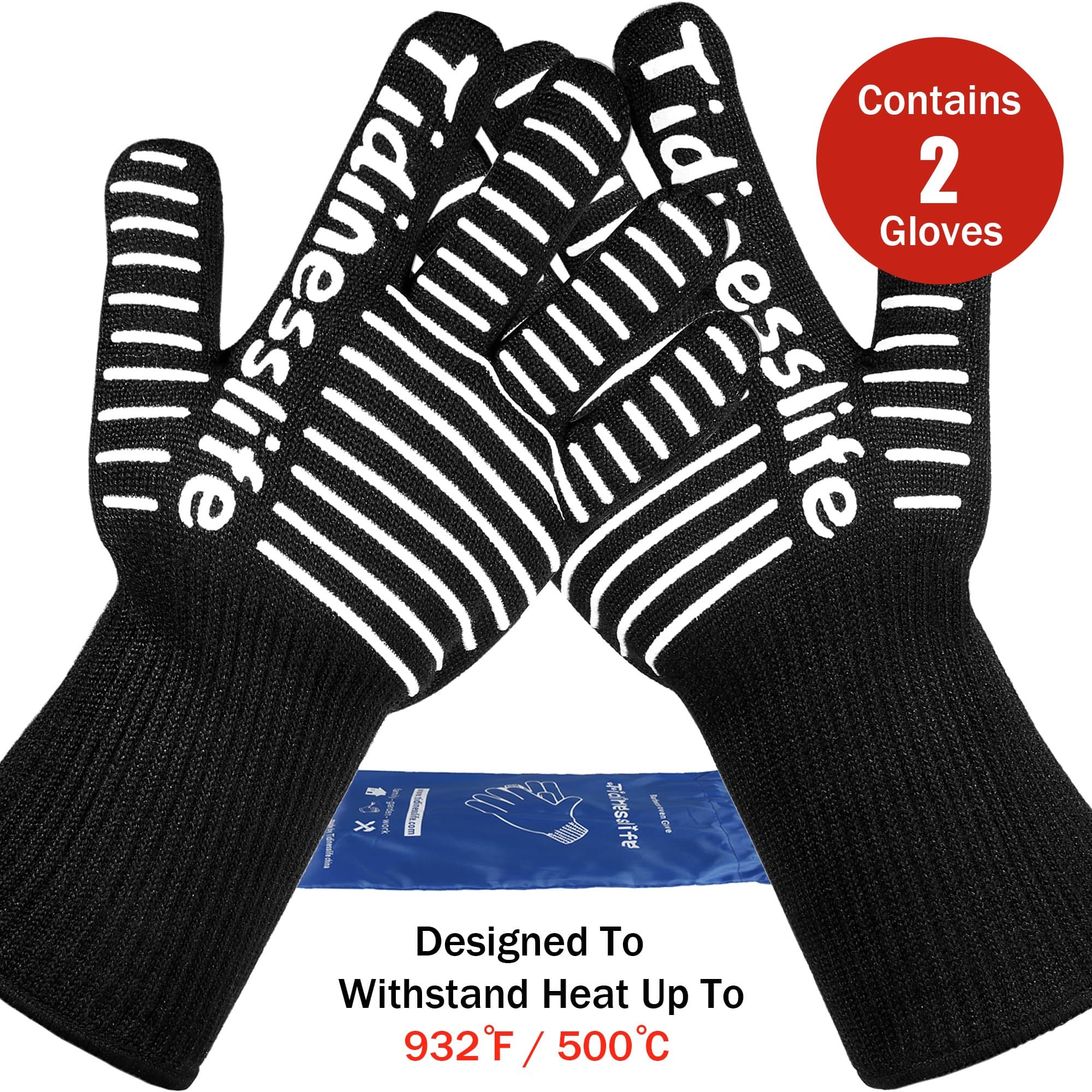 BBQ Baking Gloves Extremely Heat Resistant Oven Gloves 1 Pair Black One Size