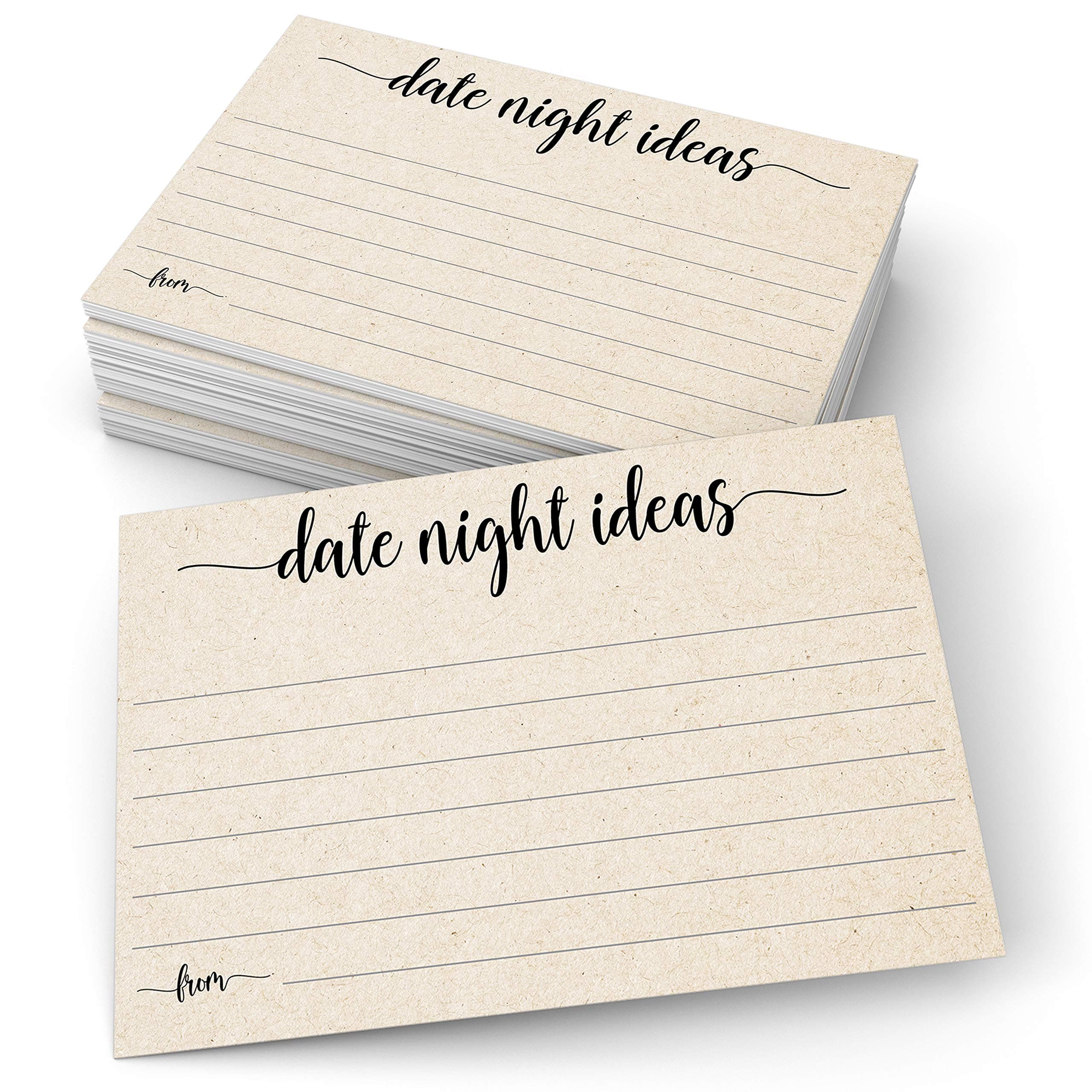 321DoneDate Night Ideas (50 Cards) 4" x 6" for Wedding, Anniversary, Bridal Shower Game - Large Rustic Kraft Tan - Made in USA