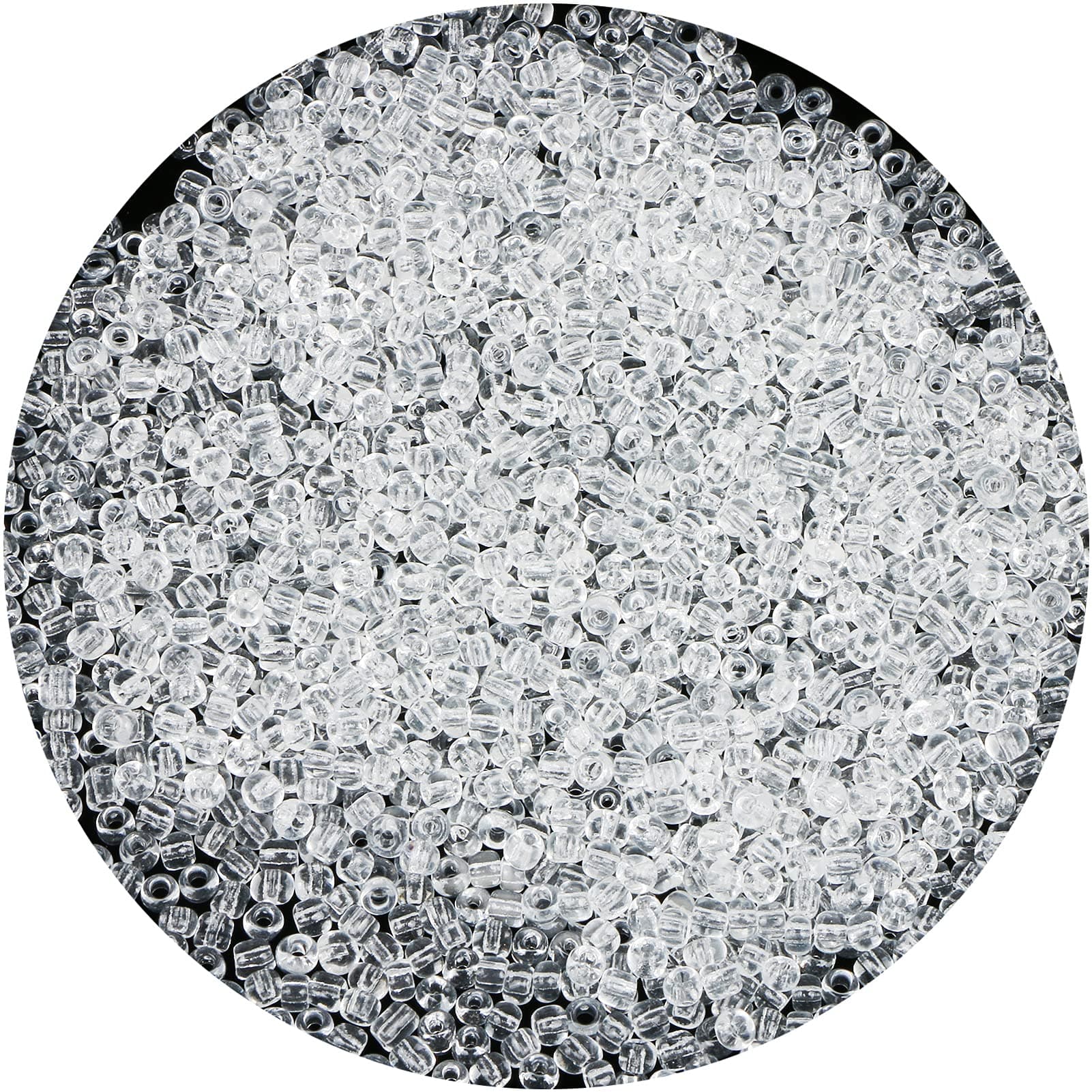 2200pcs Glass Seed Beads Bulk, 4mm 6/0 Pony Beads Bulk for Jewelry Making Mini Spacer Beads Loose Beads Craft Small Glass Seed Beads for DIY Bracelet Wrist (Transparent)