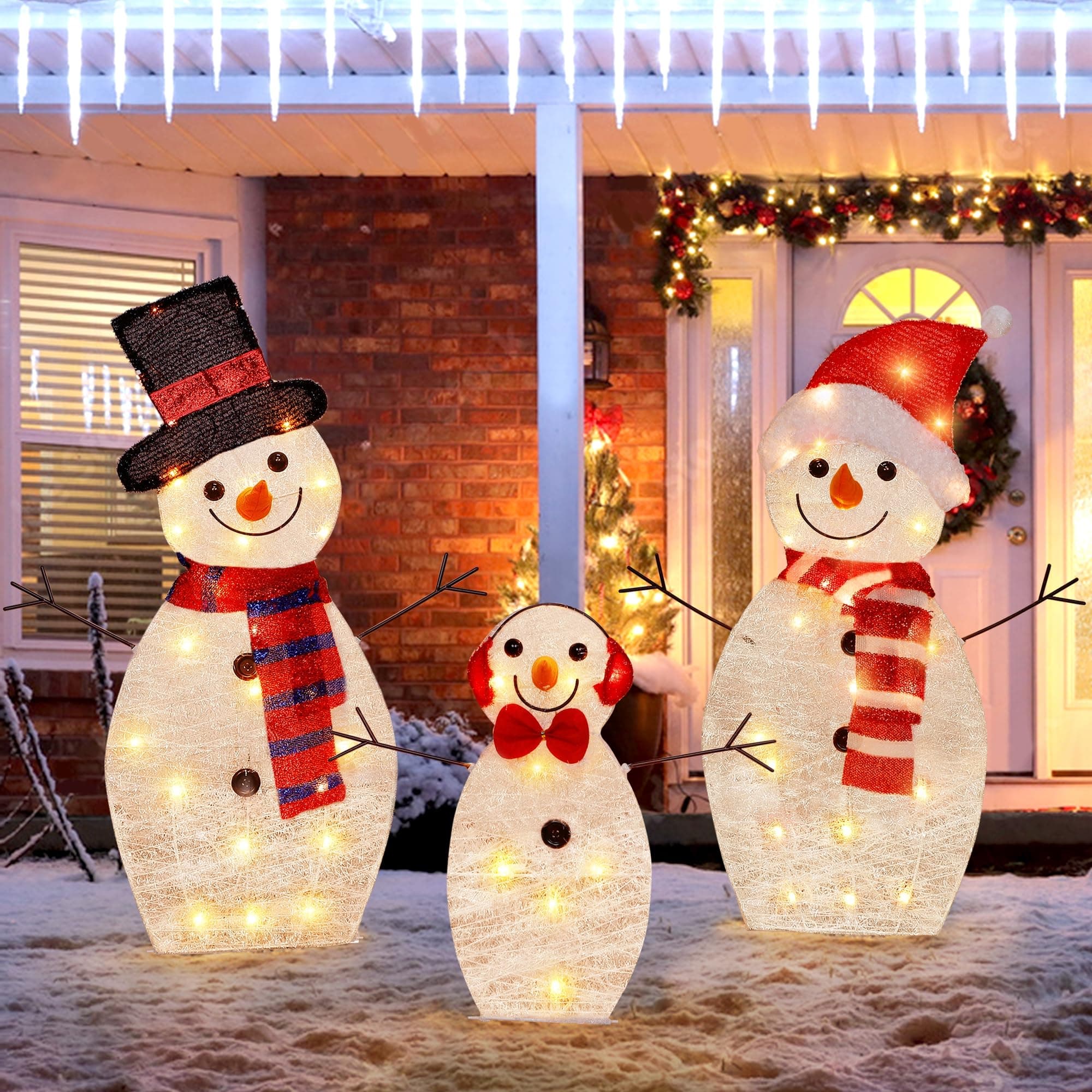 Light Up Snowman, hristmas Yard Decoration, 60 LEDs Lighted Snowman Christmas Decoration, Indoor Outdoor Lighted Snowman for Christmas Holiday Lighted Yard Display