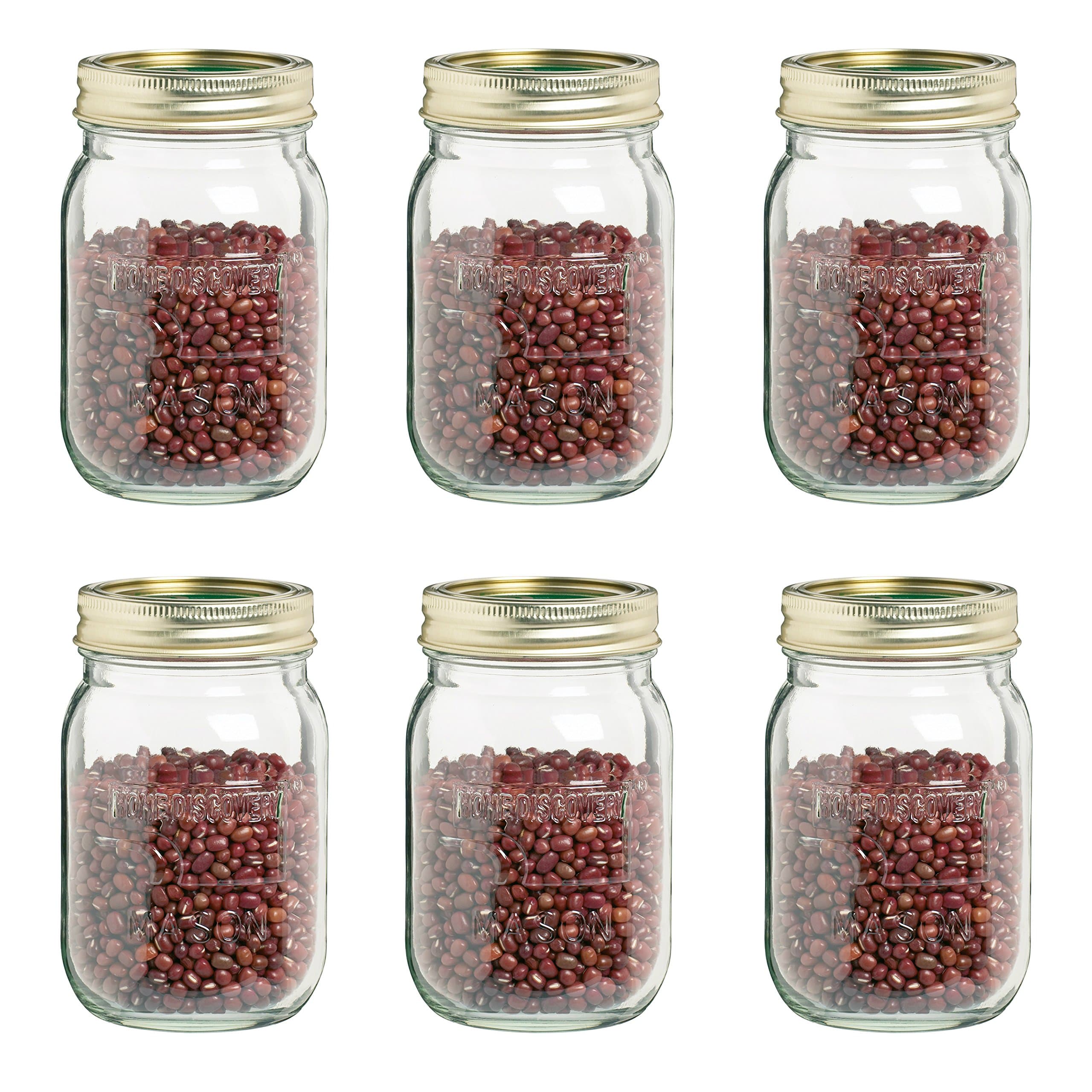 KitchenCraft Home Made Preserving Jars, Glass with Lids, 500 ml, Set of 6