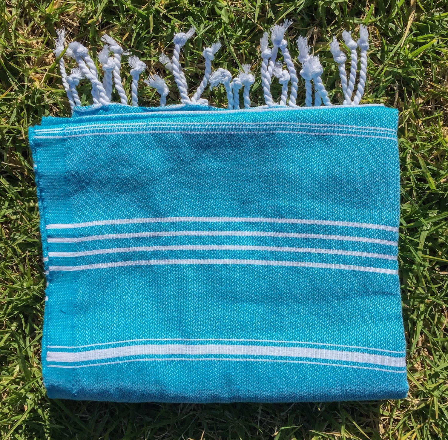 Refined Swagger Turkish Bath Towel Peshtemal Fouta 39" X 71" - 100% Cotton - for Beach Picnic Sarong (Turquoise)