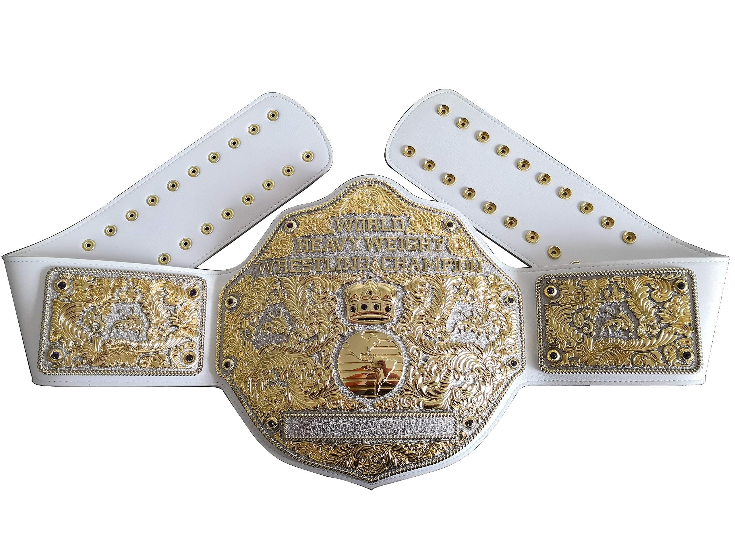 Fandu Belts Silver Gold Adult Championship Belt White Strap