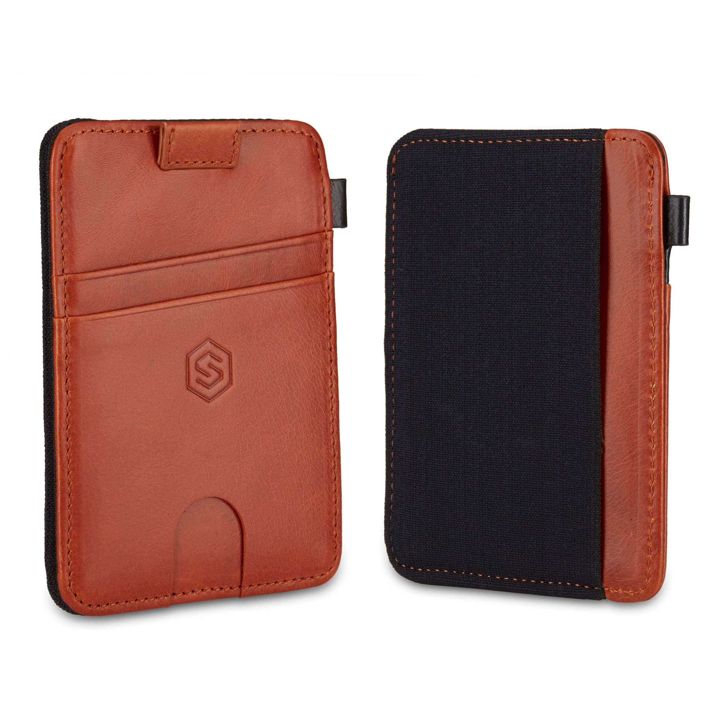 STRAPO Wallet V2 - Expandable Minimalist Wallet - Slim & RFID Secure Wallet - With Elastic Strap, Premium Durable Leather, RFID Blocking, Convenient pull-out strap (Brown Tanned)