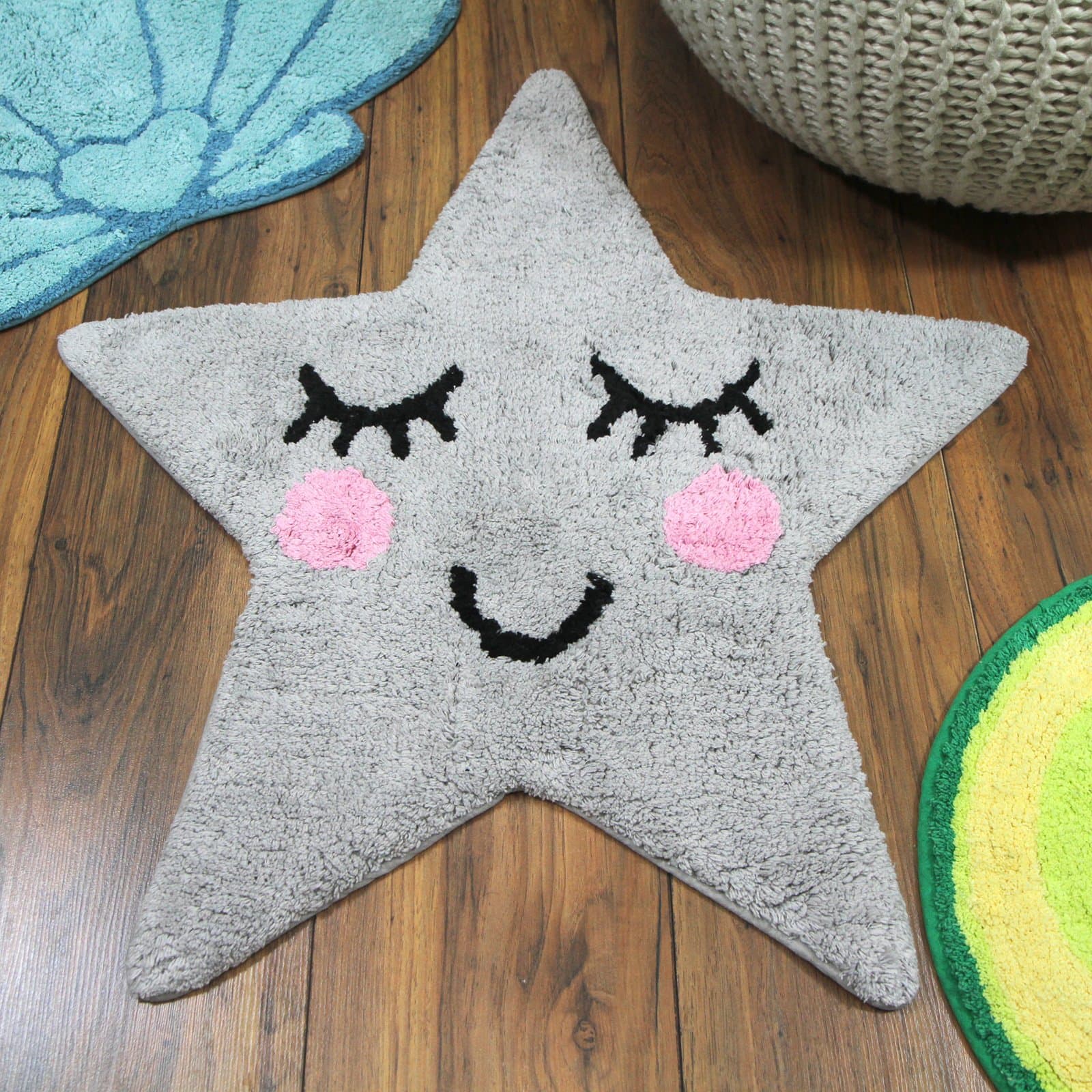 Just Contempo Star Shaped Kids Rug, Grey, 70 x 67 x 1cm